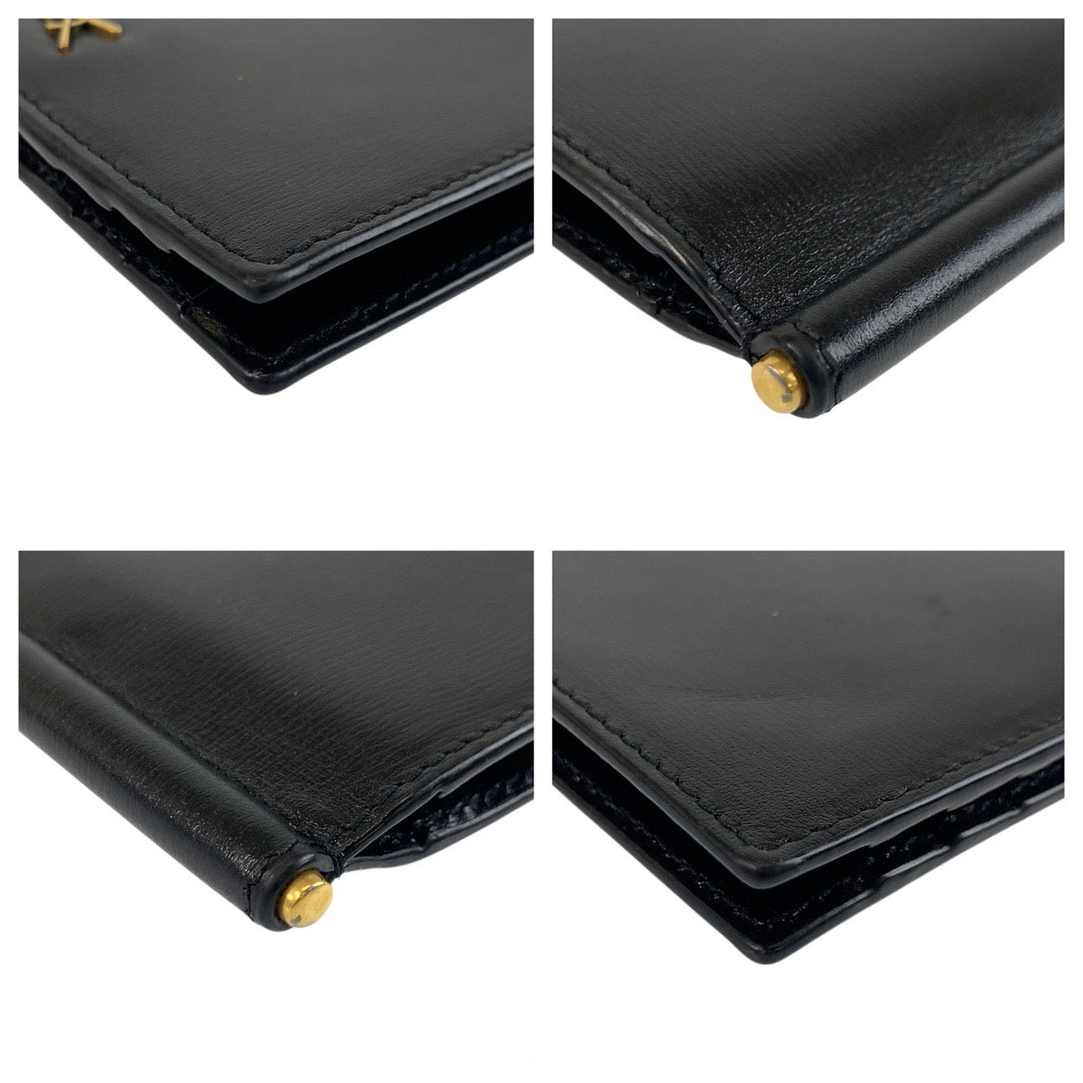 19701
SAINT LAURENT PARIS サンローランパリ タイニーカサンドラ YSL ビルクリップウォレット ブラック 黒 ゴールド金具 レザー ALM607738 カードケース マネークリップ  メンズ SA36