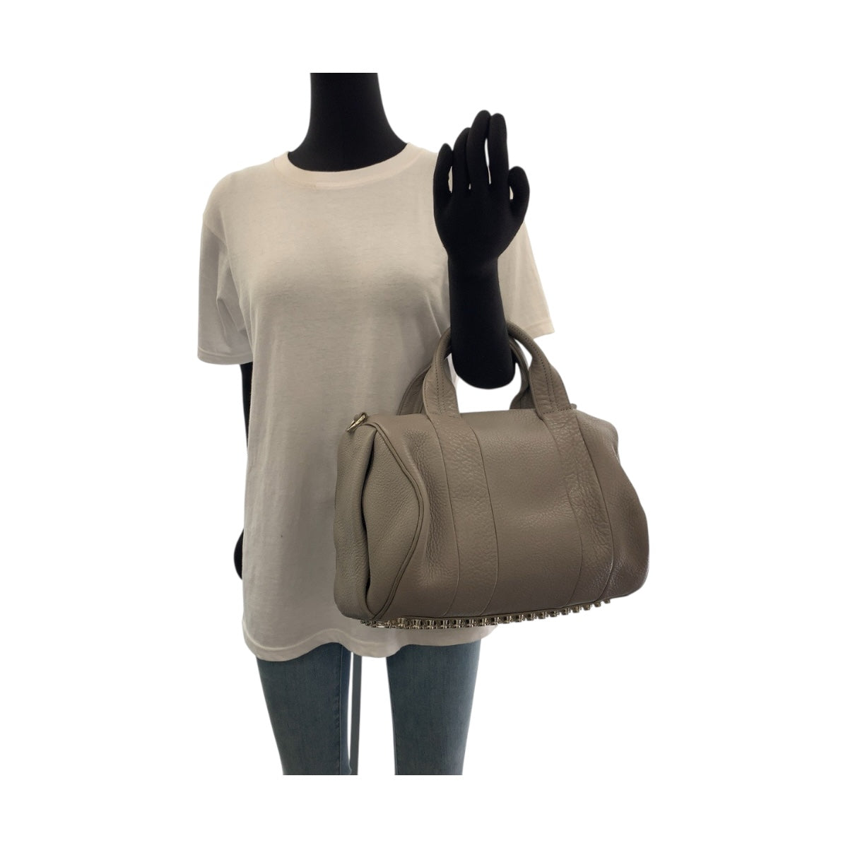 19702
Alexander Wang アレキサンダーワン ロッコ グレー シルバー金具 レザー ショルダーバッグ ハンドバッグ  レディース ABP15