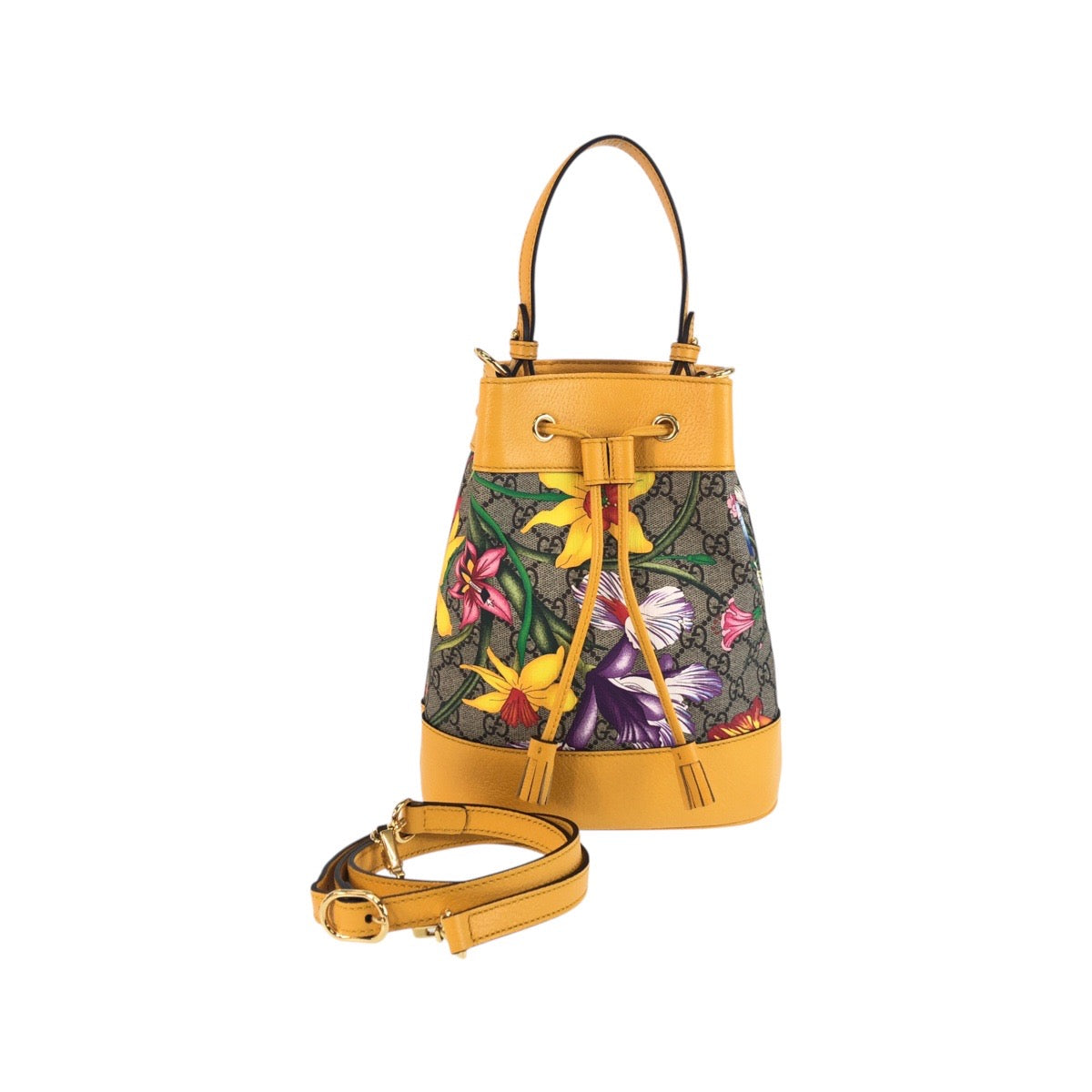 19703
GUCCI グッチ GGフローラ スモール　バケット ベージュ マスタード イエロー GGスプリームキャンバス 550621 ショルダーバッグ ハンドバッグ  レディース SA96