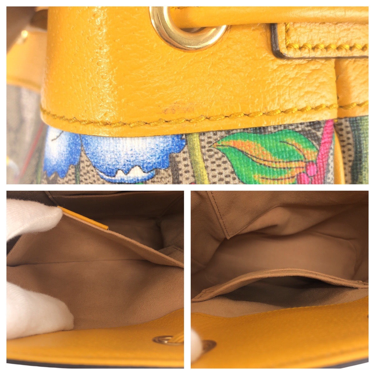 19703
GUCCI グッチ GGフローラ スモール　バケット ベージュ マスタード イエロー GGスプリームキャンバス 550621 ショルダーバッグ ハンドバッグ  レディース SA96