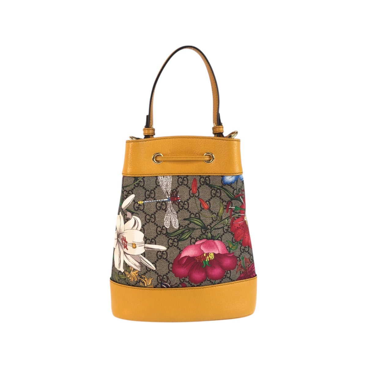 19703
GUCCI グッチ GGフローラ スモール　バケット ベージュ マスタード イエロー GGスプリームキャンバス 550621 ショルダーバッグ ハンドバッグ  レディース SA96