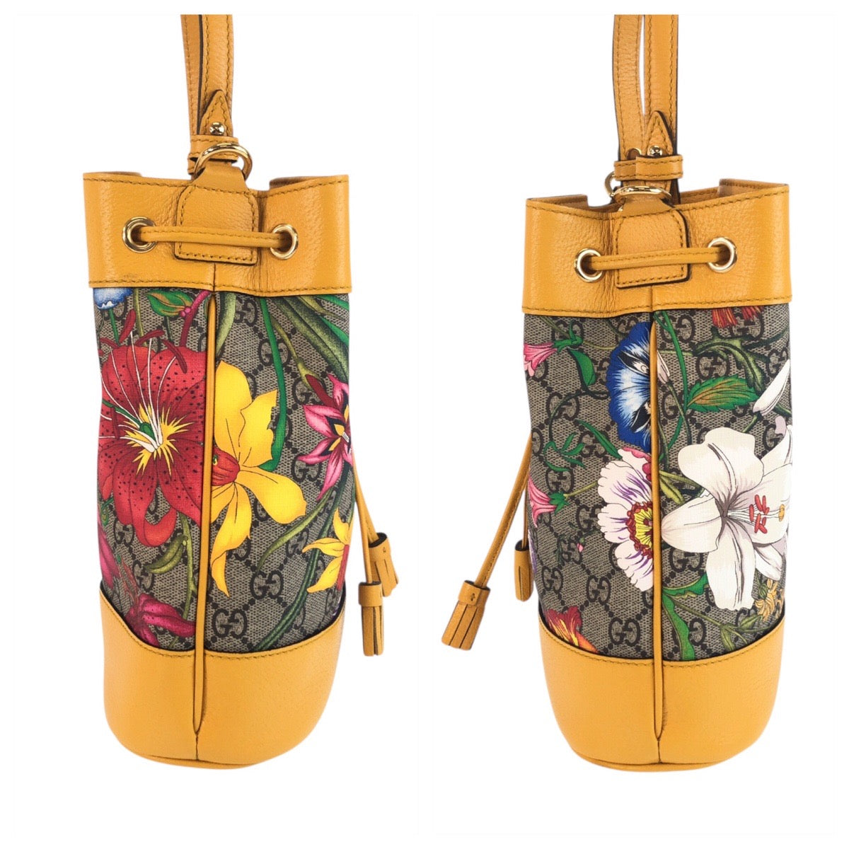 19703
GUCCI グッチ GGフローラ スモール　バケット ベージュ マスタード イエロー GGスプリームキャンバス 550621 ショルダーバッグ ハンドバッグ  レディース SA96