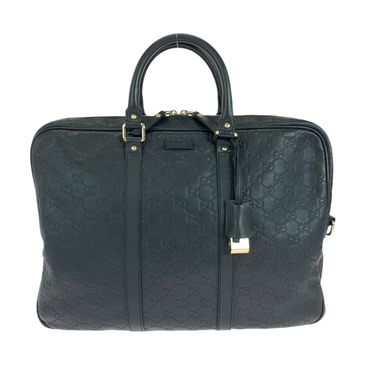 19706
GUCCI Guccissima Black Gold Hardware Leather 201480 Handbag Business Bag Men's A75