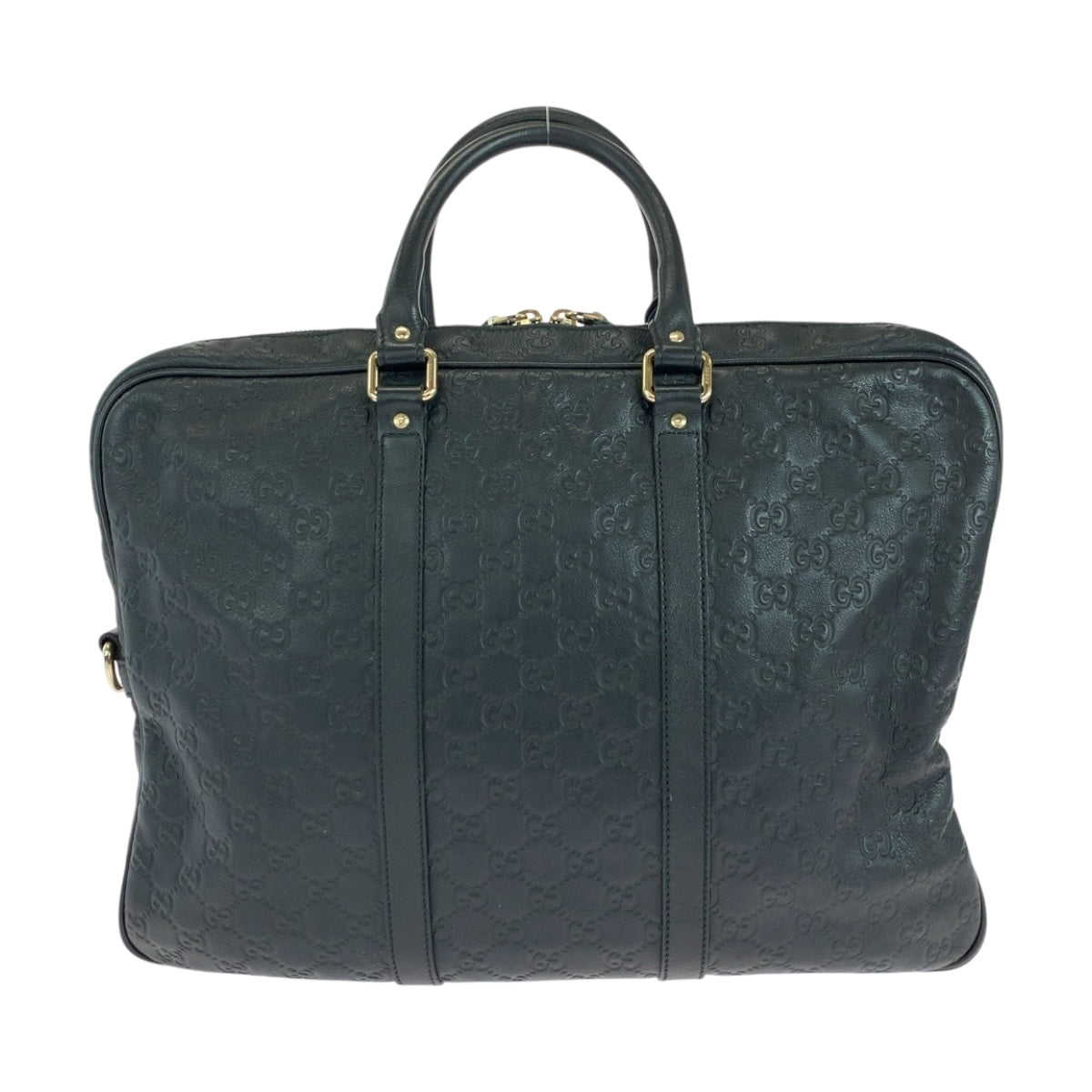 19706
GUCCI Guccissima Black Gold Hardware Leather 201480 Handbag Business Bag Men's A75