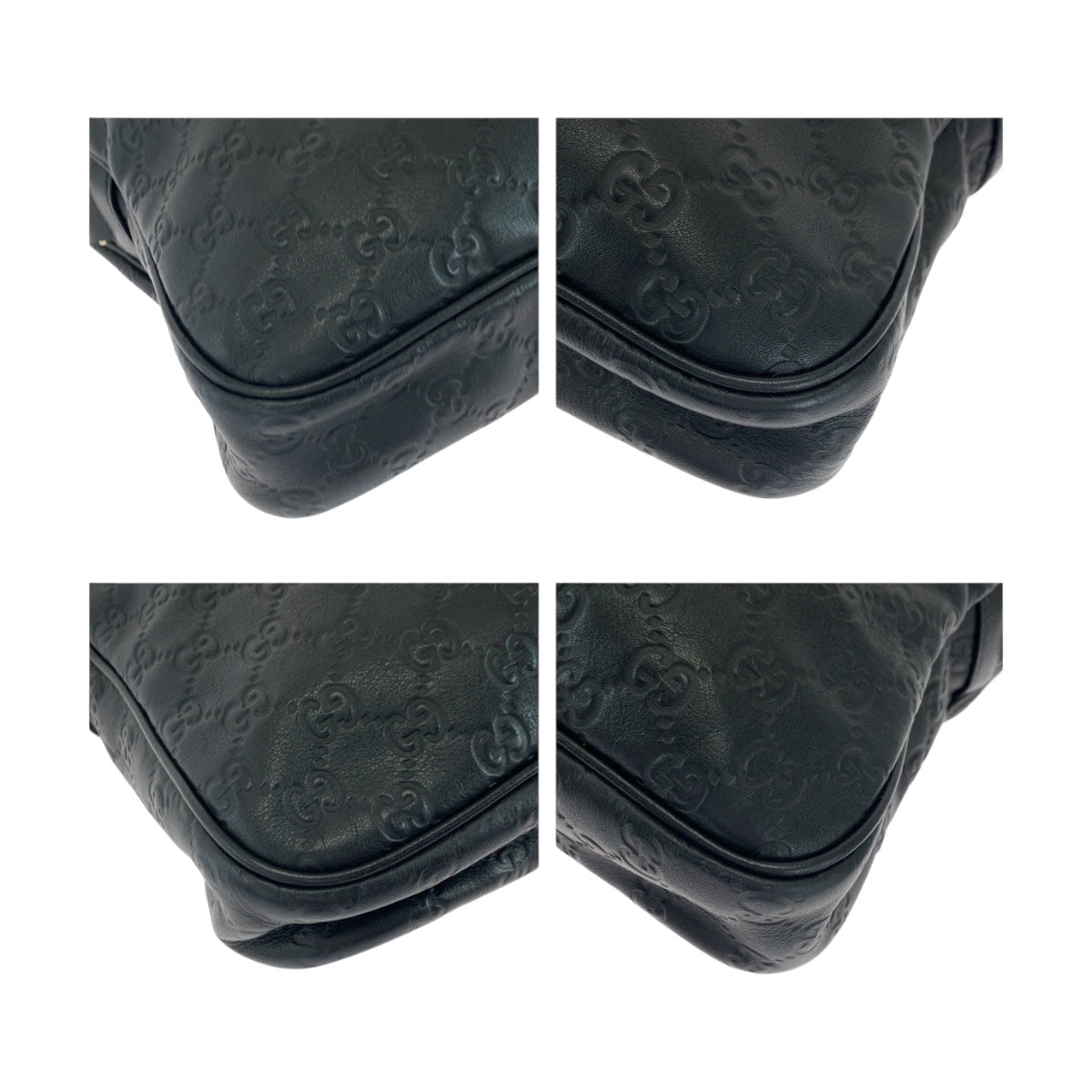 19706
GUCCI Guccissima Black Gold Hardware Leather 201480 Handbag Business Bag Men's A75