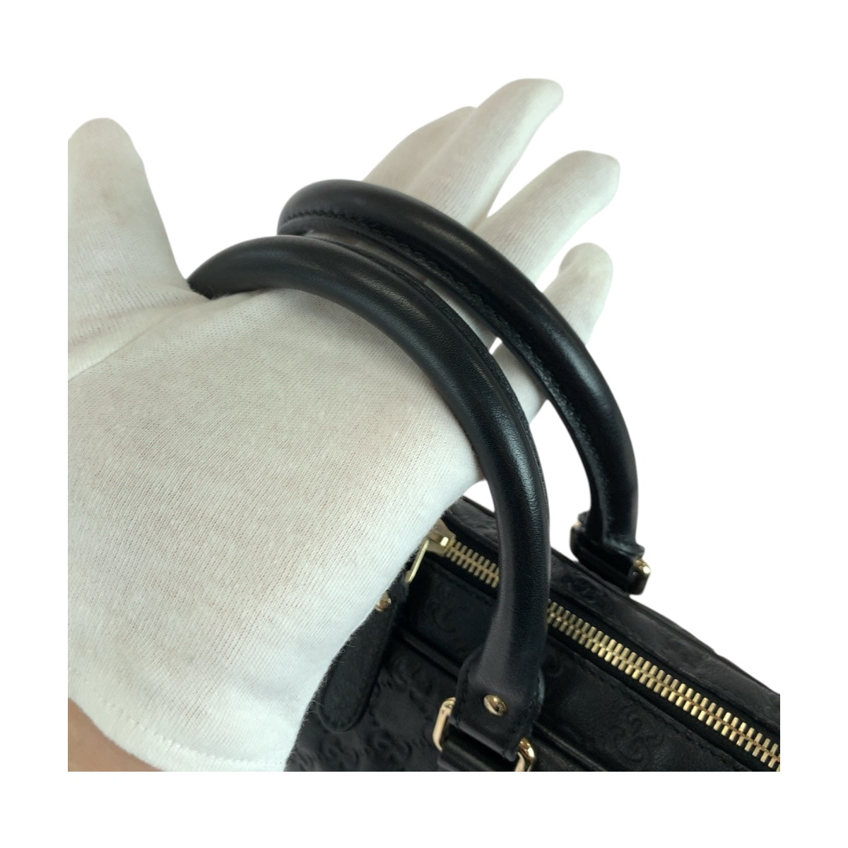19706
GUCCI Guccissima Black Gold Hardware Leather 201480 Handbag Business Bag Men's A75