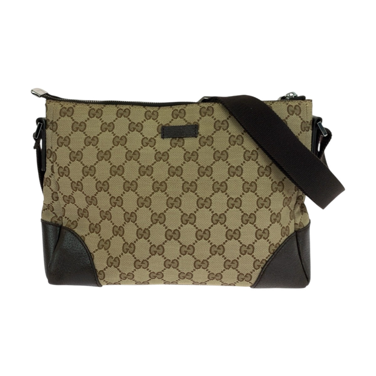 19708
GUCCI グッチ ベージュ ブラウン シルバー金具 GGキャンバス 114273 ショルダーバッグ メッセンジャーバッグ レディース ABP34