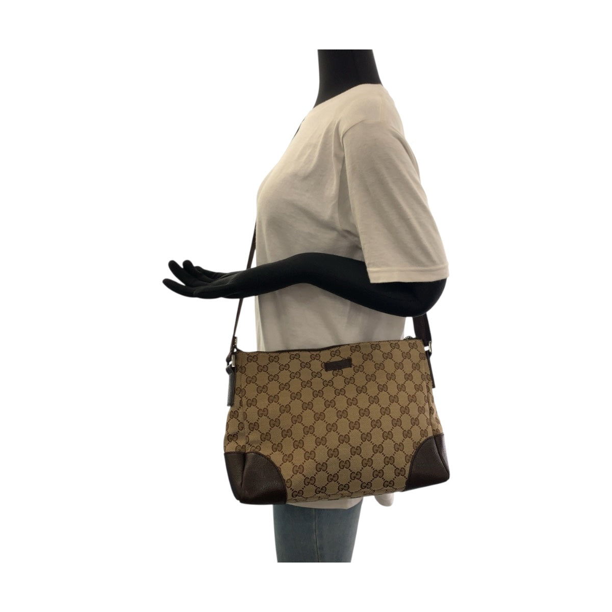 19708
GUCCI グッチ ベージュ ブラウン シルバー金具 GGキャンバス 114273 ショルダーバッグ メッセンジャーバッグ レディース ABP34
