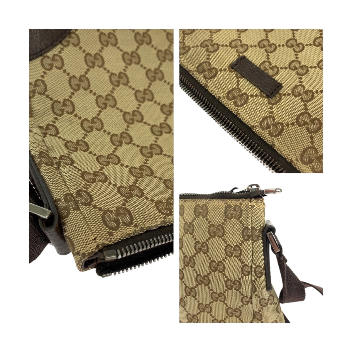 19708
GUCCI グッチ ベージュ ブラウン シルバー金具 GGキャンバス 114273 ショルダーバッグ メッセンジャーバッグ レディース ABP34