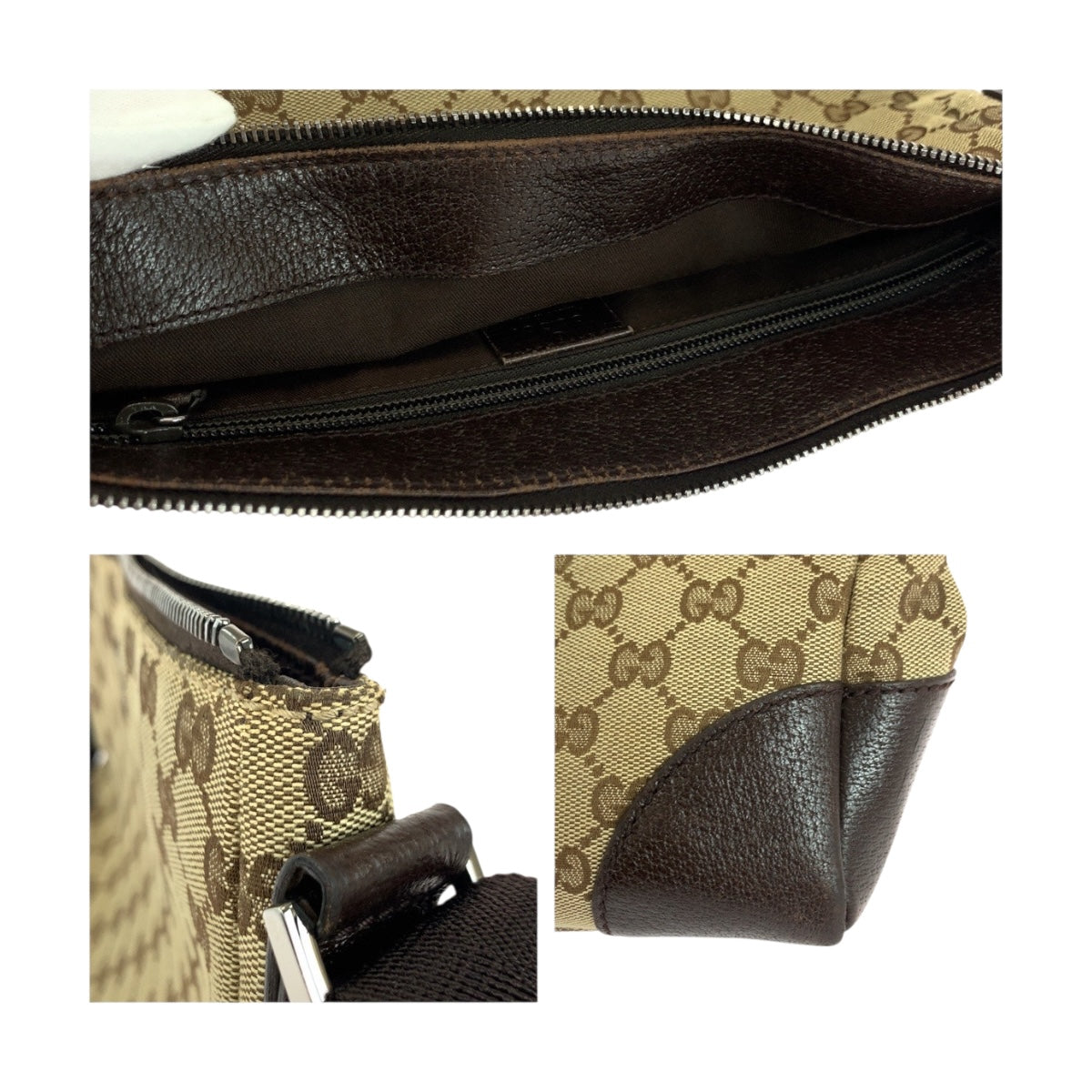 19708
GUCCI グッチ ベージュ ブラウン シルバー金具 GGキャンバス 114273 ショルダーバッグ メッセンジャーバッグ レディース ABP34