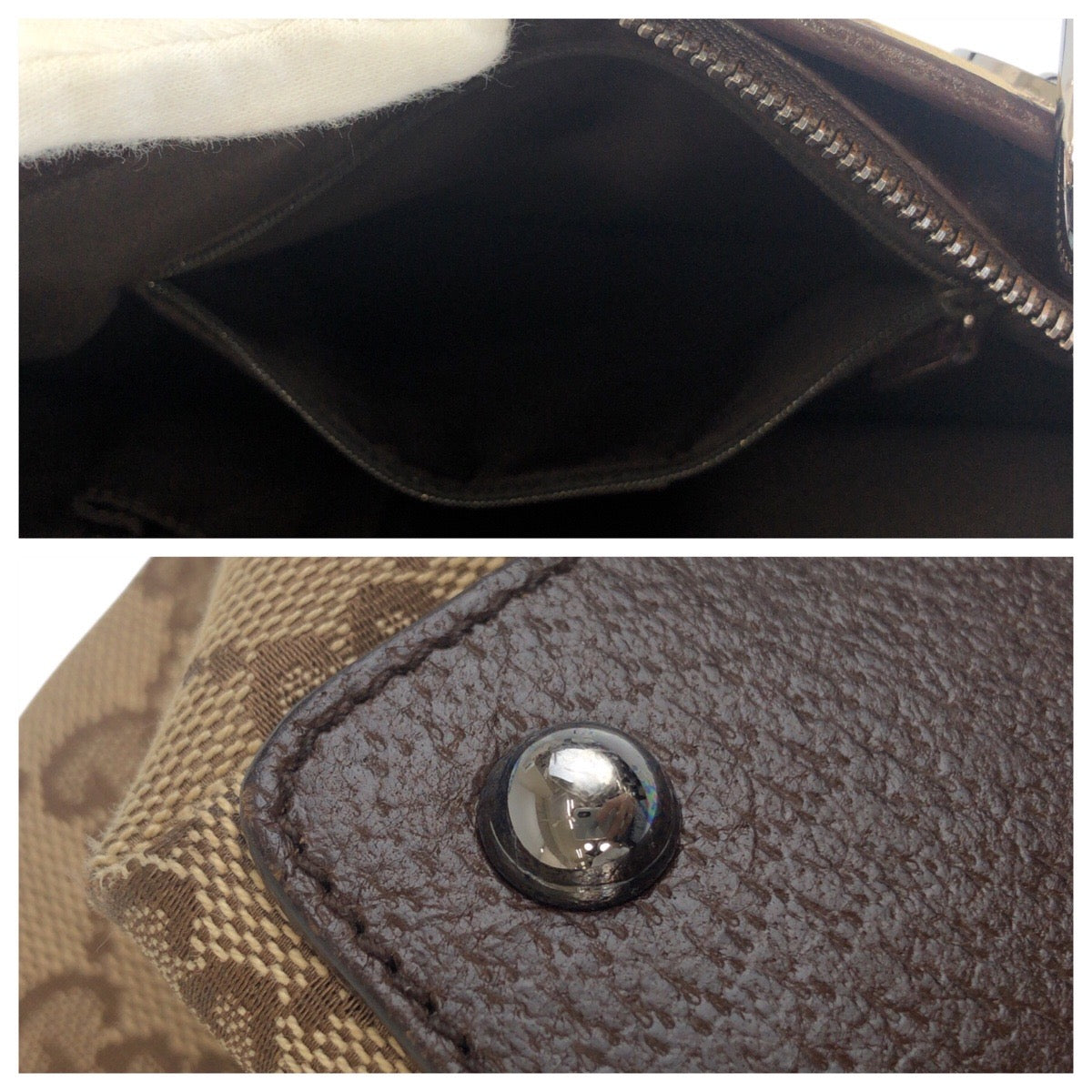 19710
GUCCI Beige Brown Silver Hardware GG Canvas / Leather 139552 Tote Bag Shoulder Bag Ladies ABP34