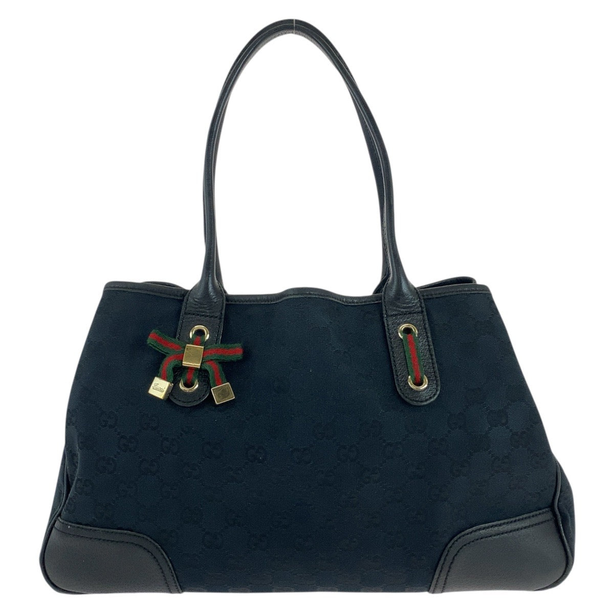 19715
GUCCI グッチ シェリーライン プリンシー ブラック 黒 ゴールド金具 GGキャンバス / レザー 163805 トートバッグ ショルダーバッグ レディース AB27