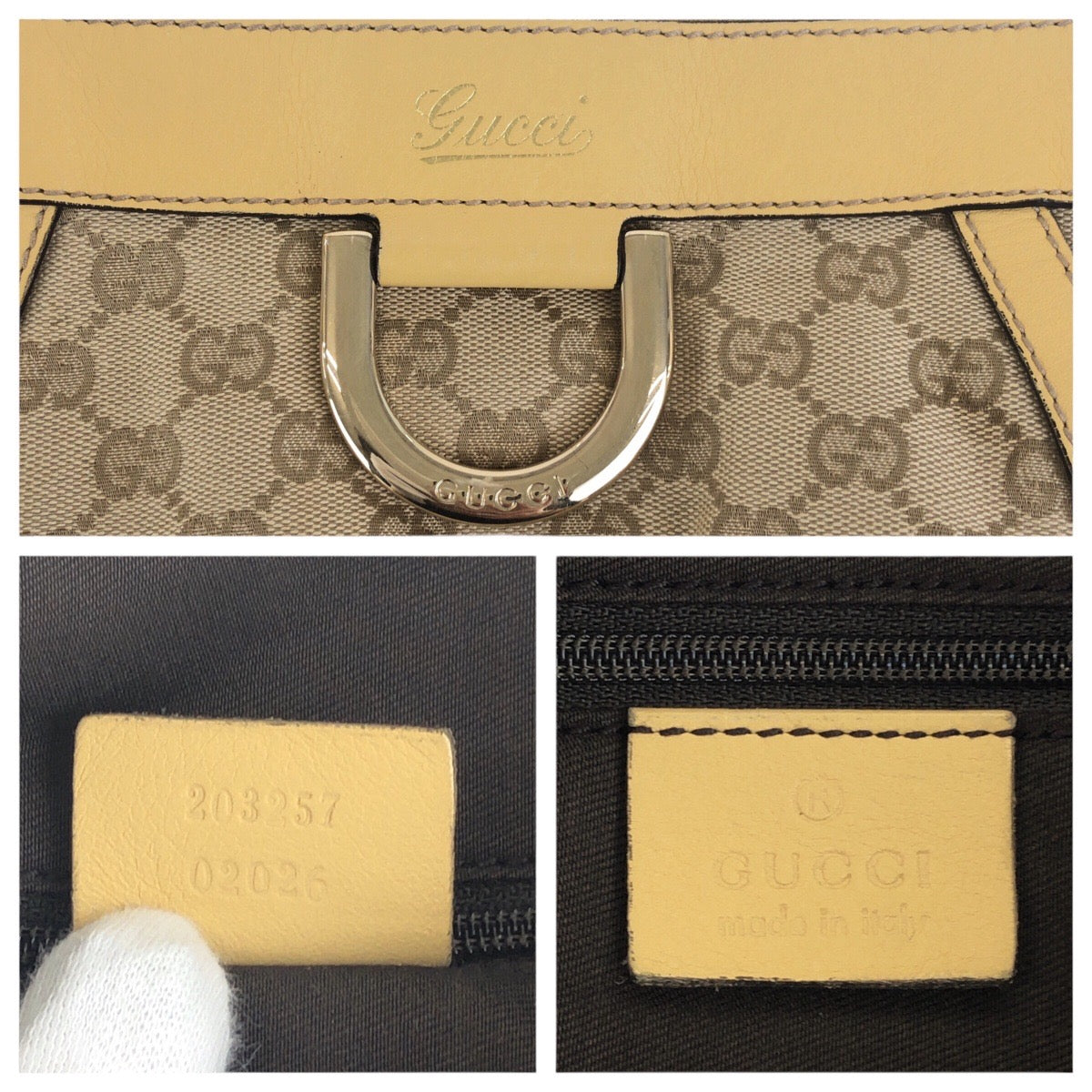 19716
GUCCI Beige Gold Hardware GG Canvas / Leather 203257 Shoulder Bag Messenger Bag Ladies ABP50