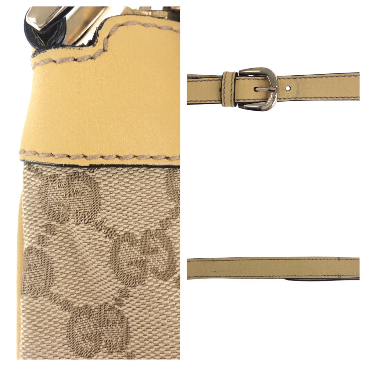 19716
GUCCI Beige Gold Hardware GG Canvas / Leather 203257 Shoulder Bag Messenger Bag Ladies ABP50