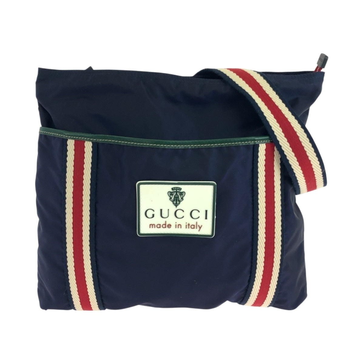19717
GUCCI Crest Navy Red Black Hardware Nylon 189662 Shoulder Bag Sacoche Men's A50