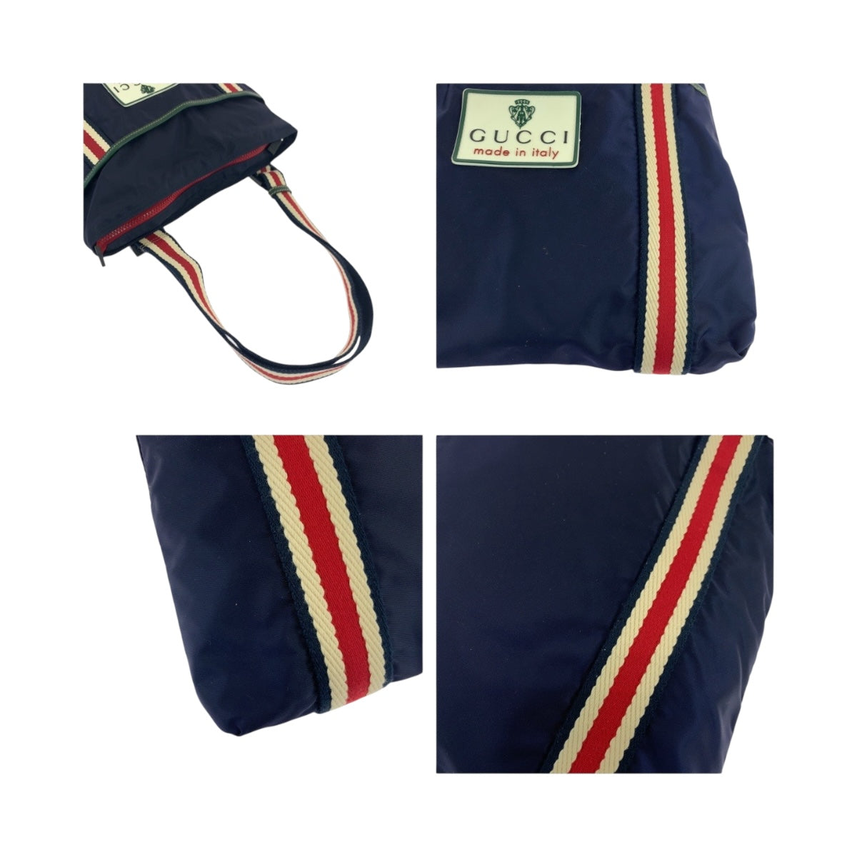 19717
GUCCI Crest Navy Red Black Hardware Nylon 189662 Shoulder Bag Sacoche Men's A50