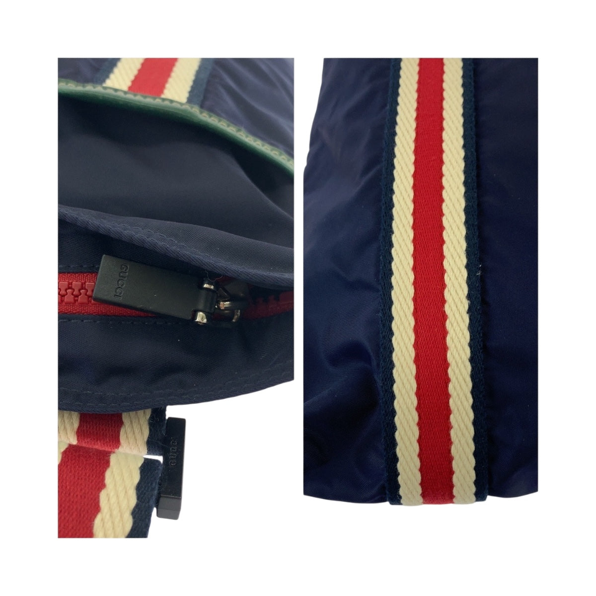 19717
GUCCI Crest Navy Red Black Hardware Nylon 189662 Shoulder Bag Sacoche Men's A50