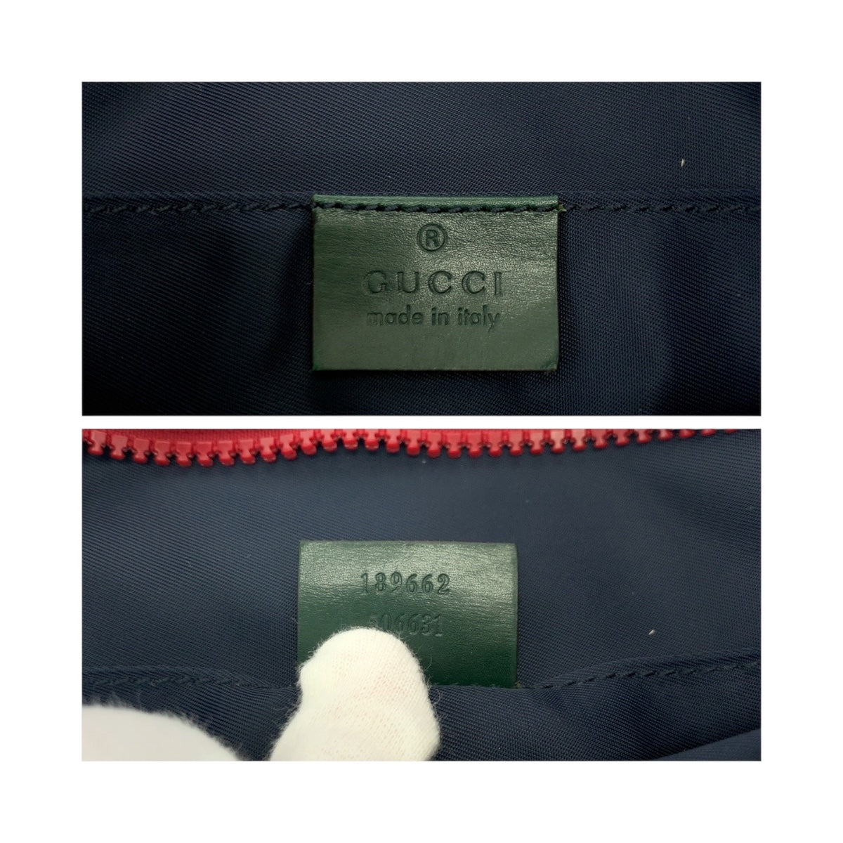 19717
GUCCI Crest Navy Red Black Hardware Nylon 189662 Shoulder Bag Sacoche Men's A50
