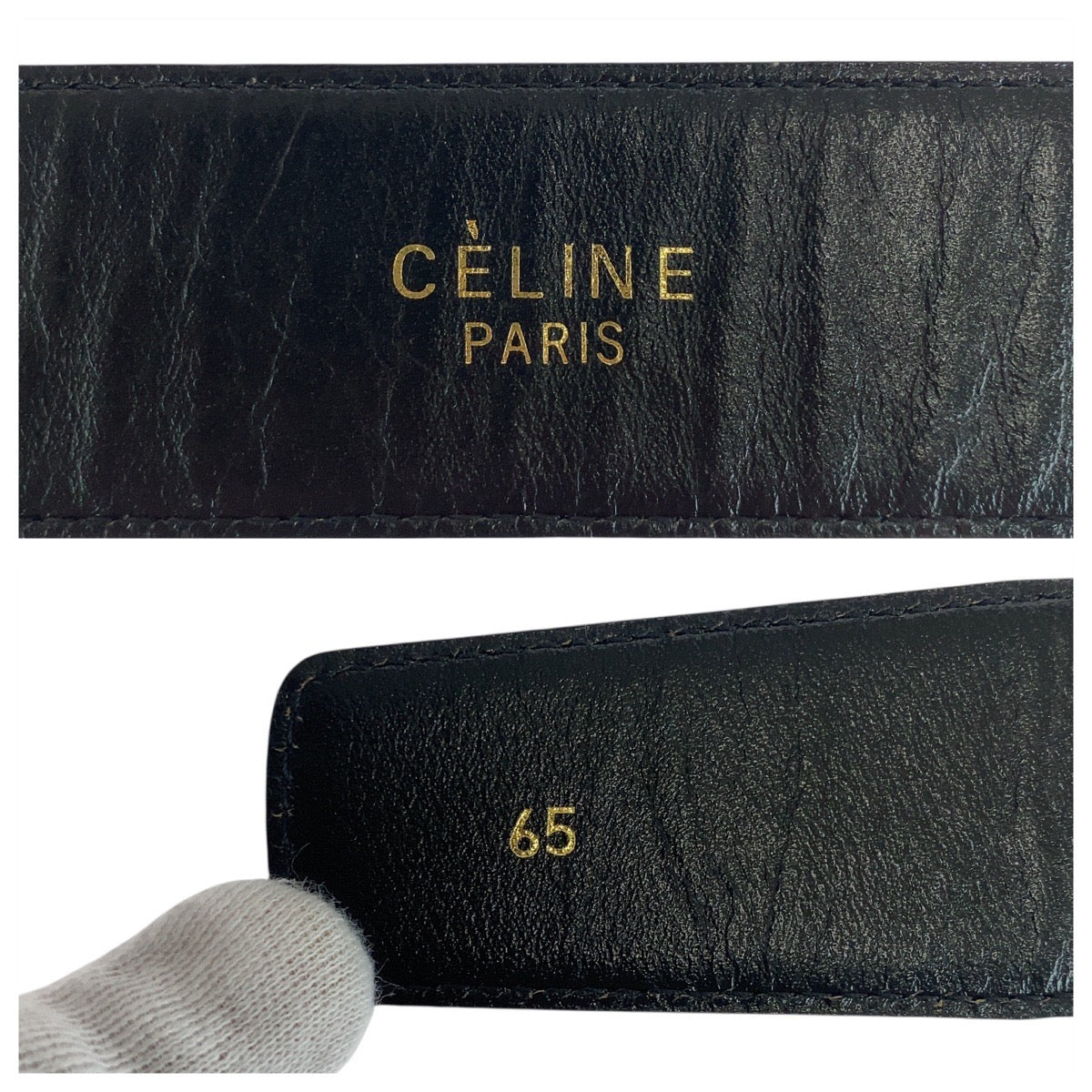 19718
CELINE セリーヌ ヴィンテージ 馬車金具 65cm ブラック 黒 ゴールド金具 レザー ベルト  レディース ABP17