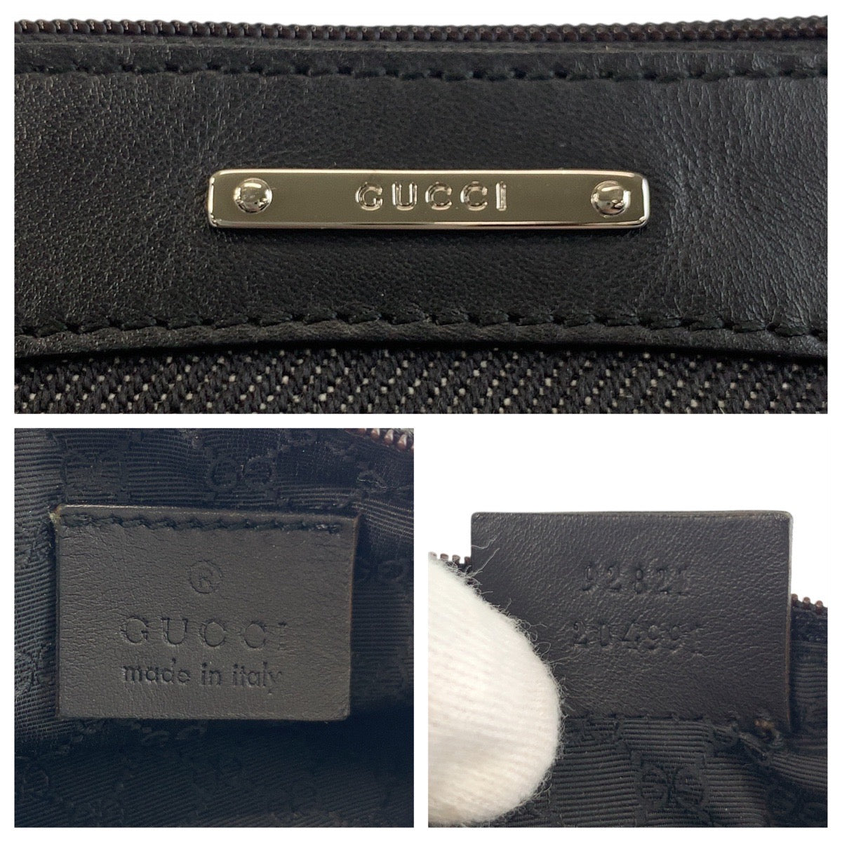 19719
GUCCI Gucci Sherry Line Black Silver Hardware Canvas / Leather 92821 Handbag Accessory Pouch Ladies A41