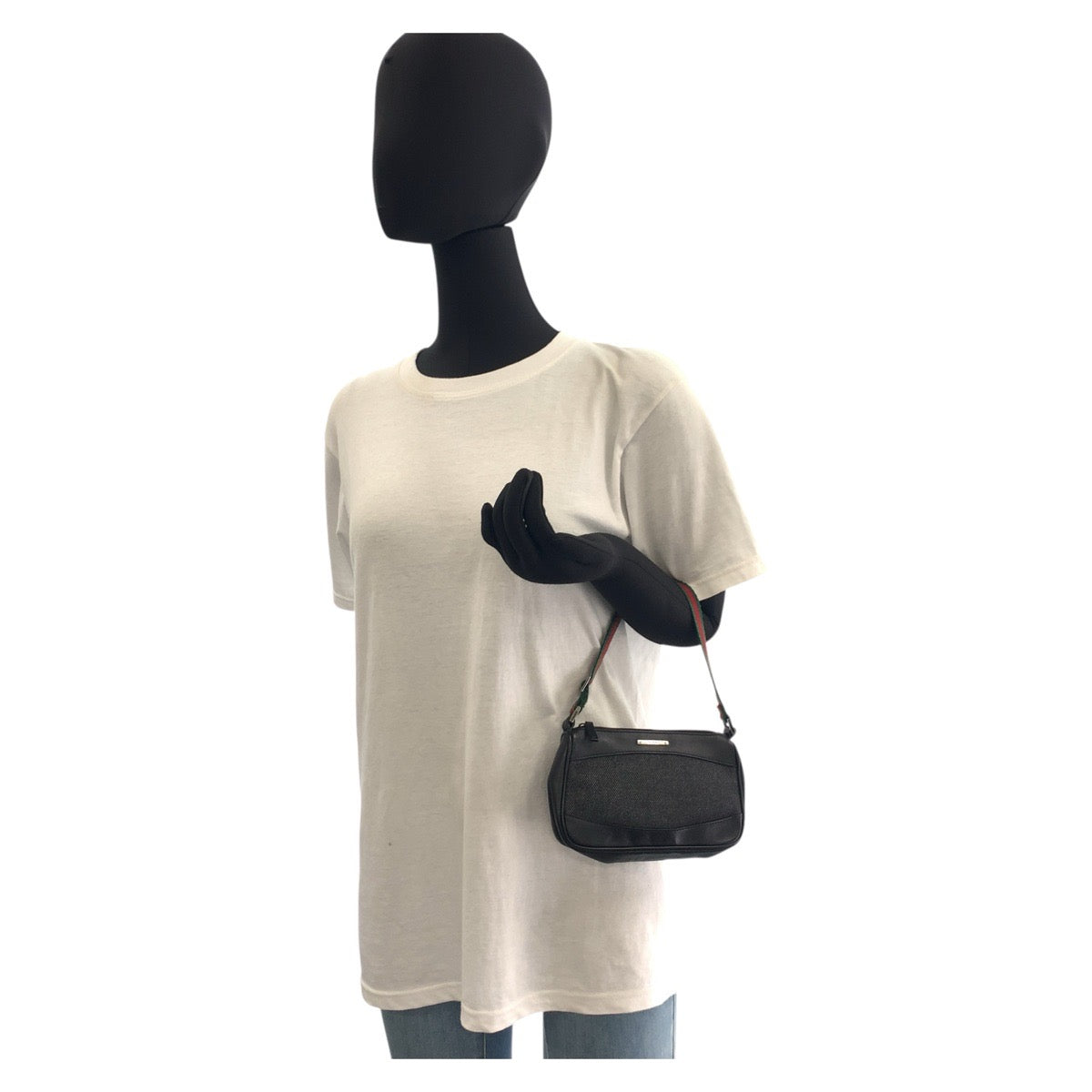 19719
GUCCI Gucci Sherry Line Black Silver Hardware Canvas / Leather 92821 Handbag Accessory Pouch Ladies A41