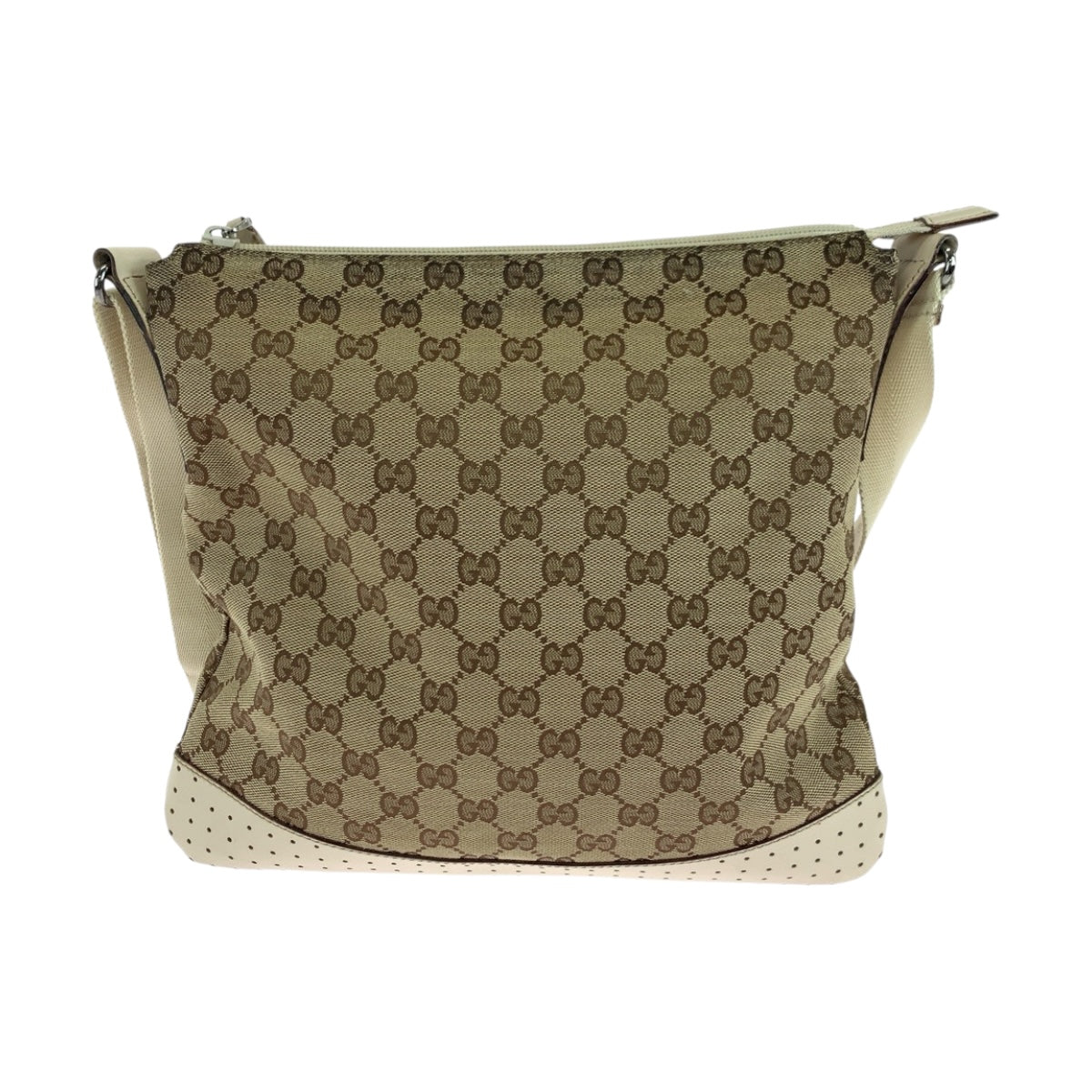 19721
GUCCI Beige Ivory Silver Hardware GG Canvas 145857 Shoulder Bag Pochette Ladies ABP34