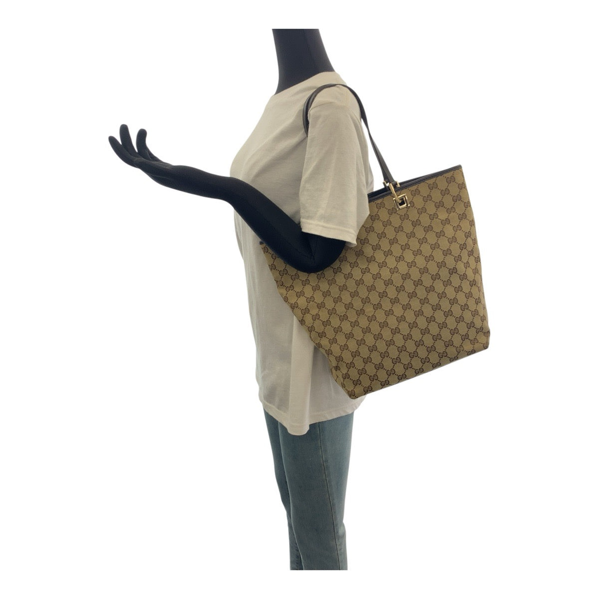 19722
GUCCI グッチ ベージュ ブラウン ゴールド金具 GGキャンバス 002 1098 トートバッグ ショルダーバッグ レディース ABP29