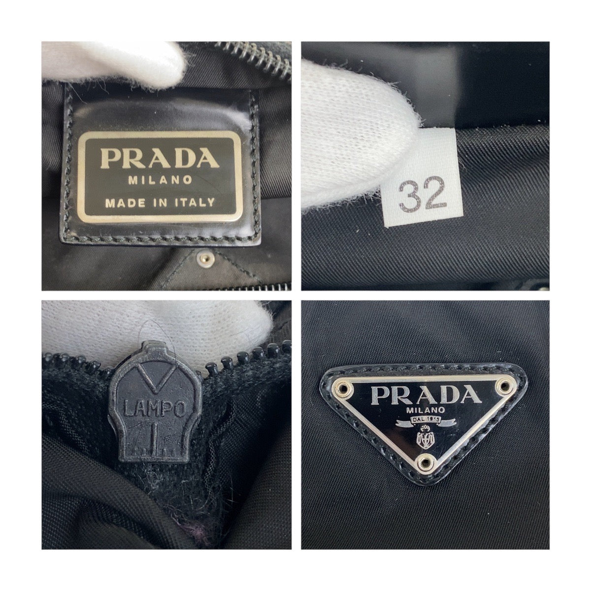 19725
PRADA プラダ テスート 三角ロゴプレート ブラック 黒 シルバー金具 ナイロン ショルダーバッグ サコッシュ レディース ABP31