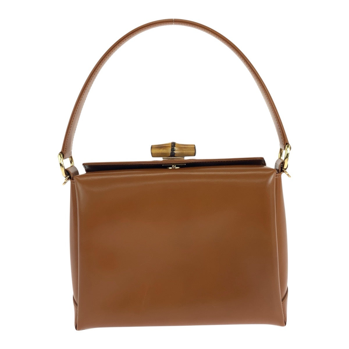 19726
GUCCI Vintage Bamboo Brown Gold Hardware Leather 000 926 0175 Handbag Shoulder Bag Women's A43