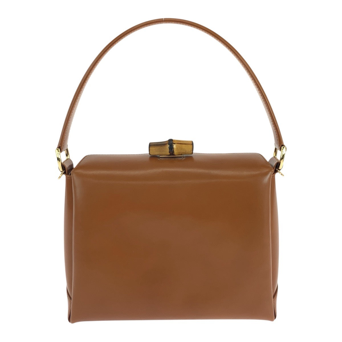 19726
GUCCI Vintage Bamboo Brown Gold Hardware Leather 000 926 0175 Handbag Shoulder Bag Women's A43