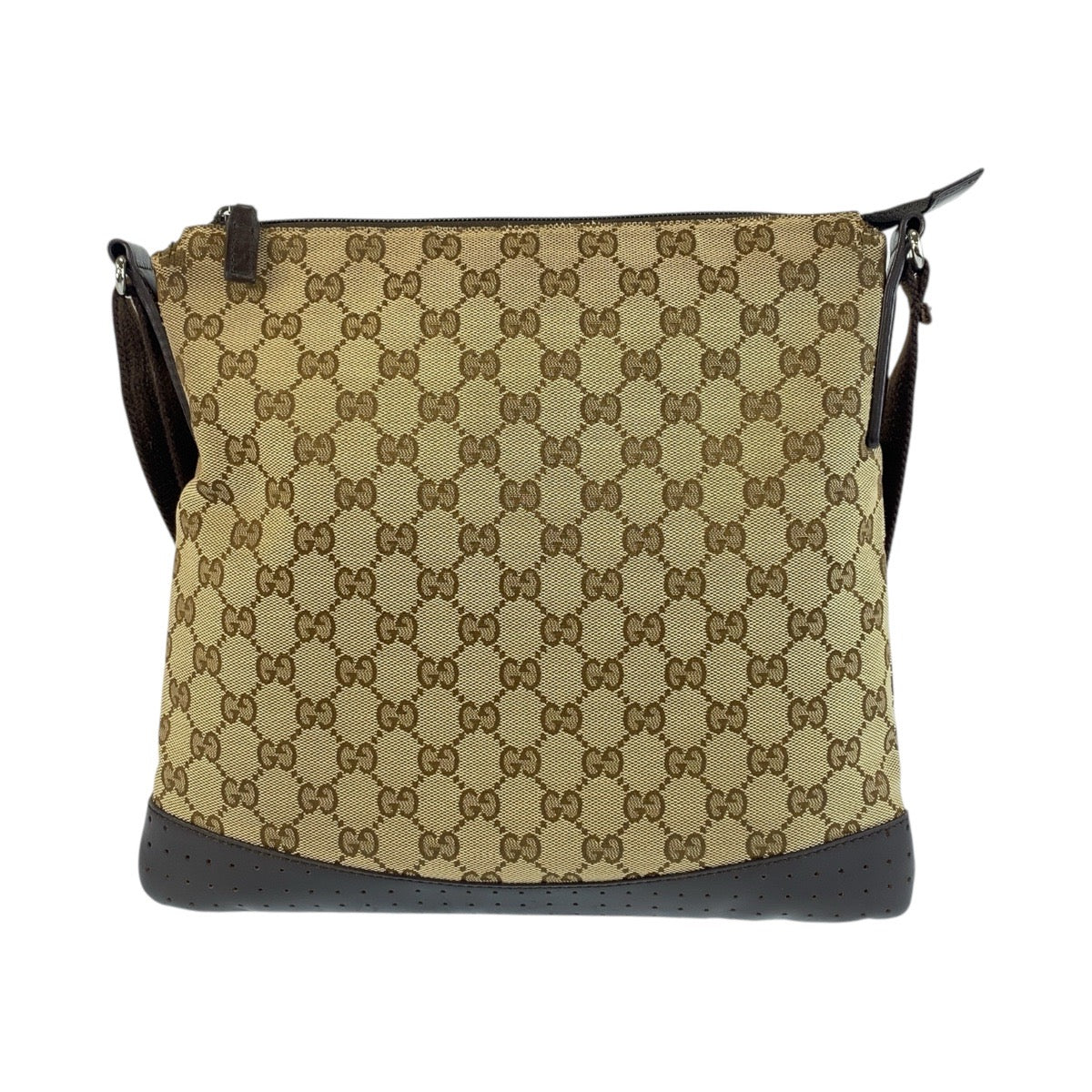 19727
GUCCI Beige Brown Silver Hardware GG Canvas / Leather 145857 Shoulder Bag Messenger Bag Ladies AB27