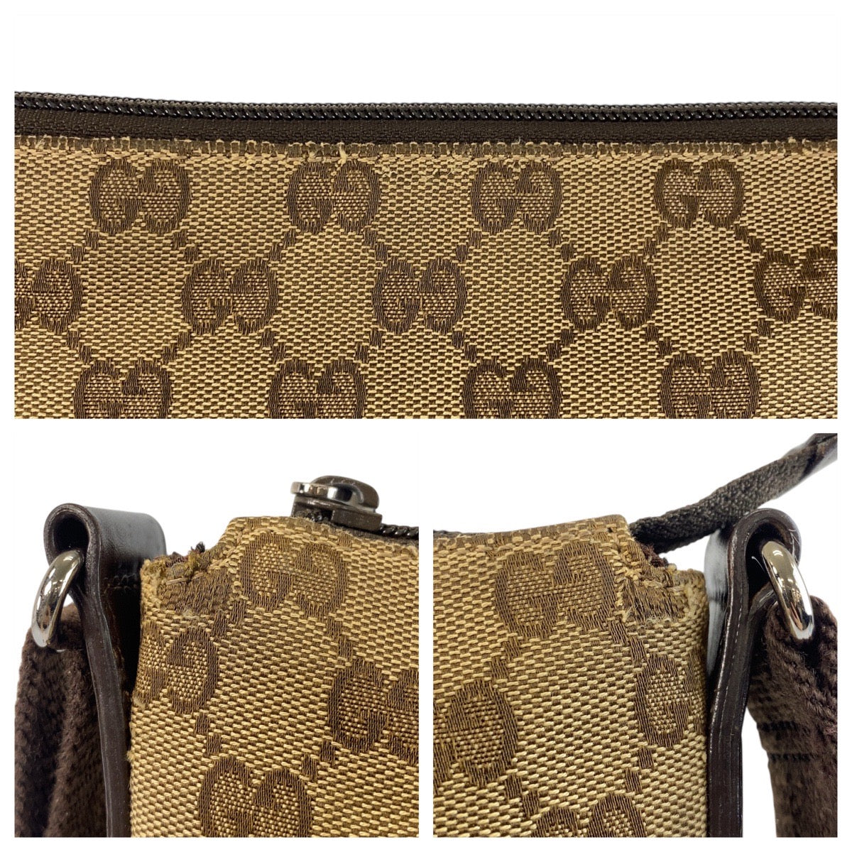 19727
GUCCI Beige Brown Silver Hardware GG Canvas / Leather 145857 Shoulder Bag Messenger Bag Ladies AB27