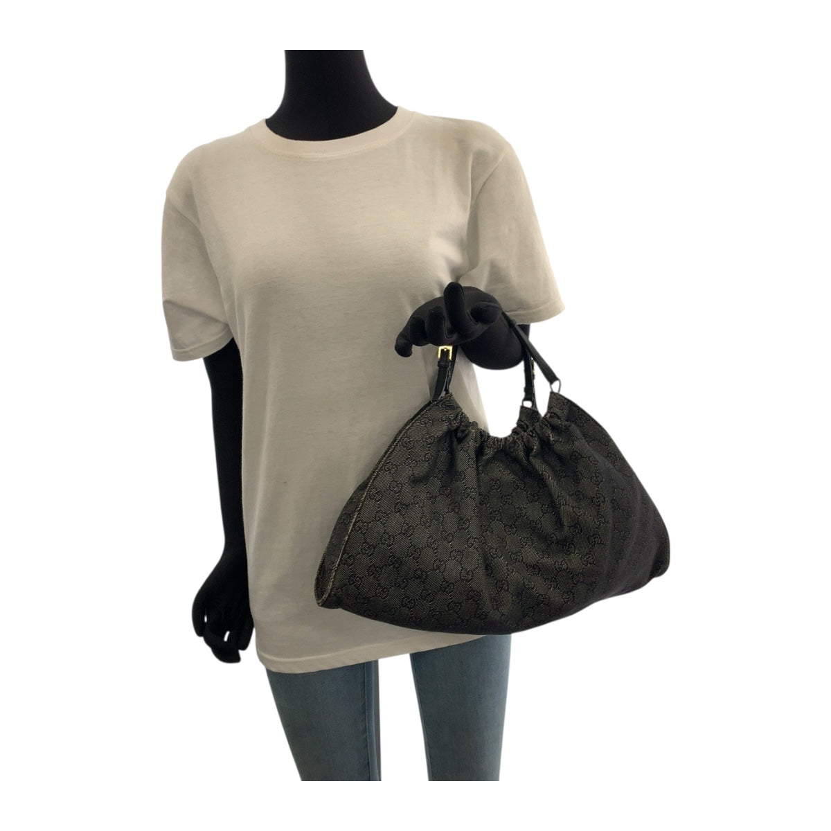 19728
GUCCI グッチ グレー ブラック ゴールド金具 GGキャンバス 76554 ハンドバッグ  レディース AB27
