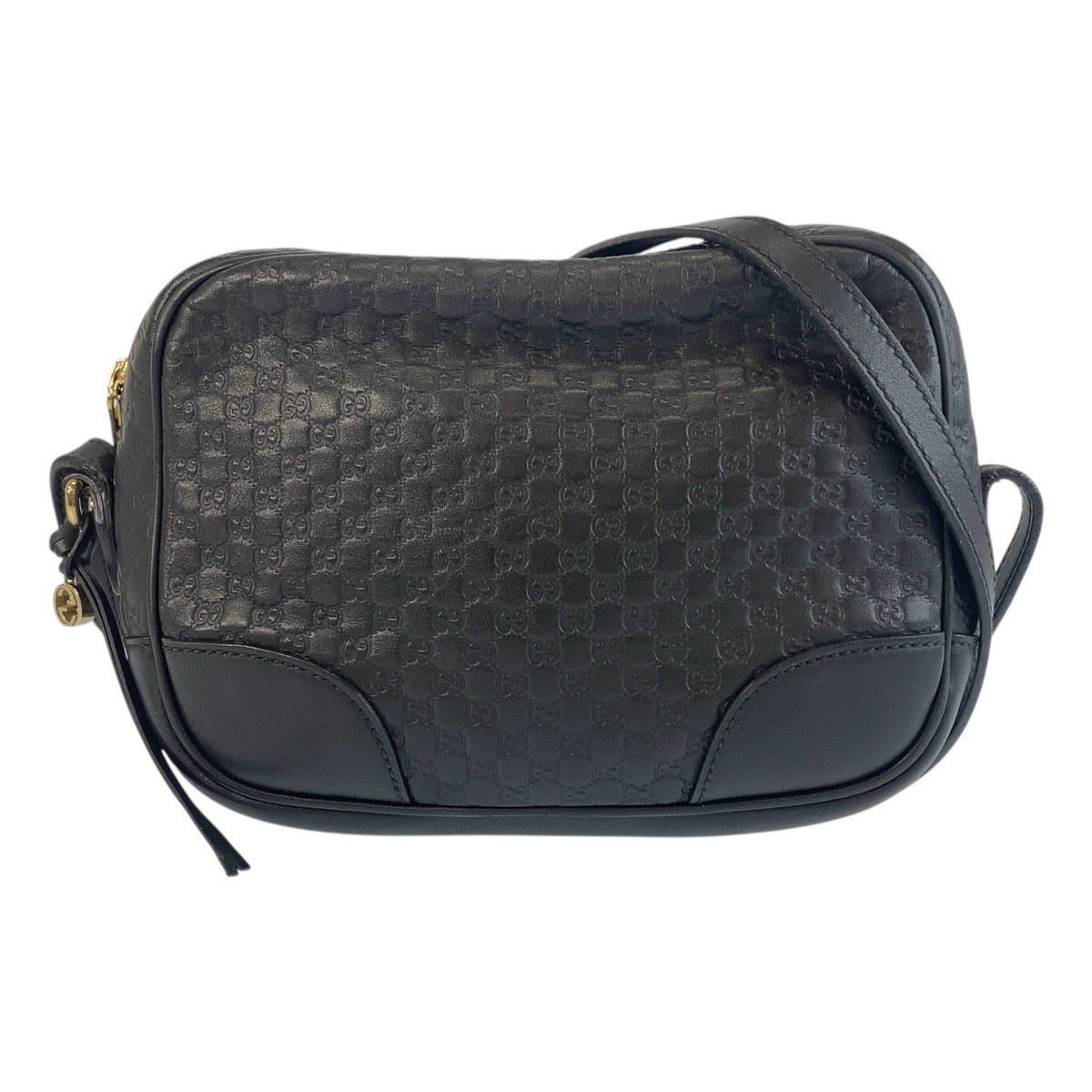 19733
GUCCI Micro Guccissima Interlocking Black Gold Hardware Leather 449418 Shoulder Bag Pochette Ladies ABP59