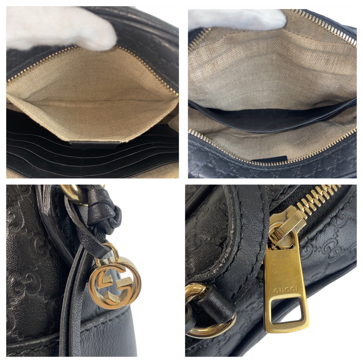 19733
GUCCI Micro Guccissima Interlocking Black Gold Hardware Leather 449418 Shoulder Bag Pochette Ladies ABP59