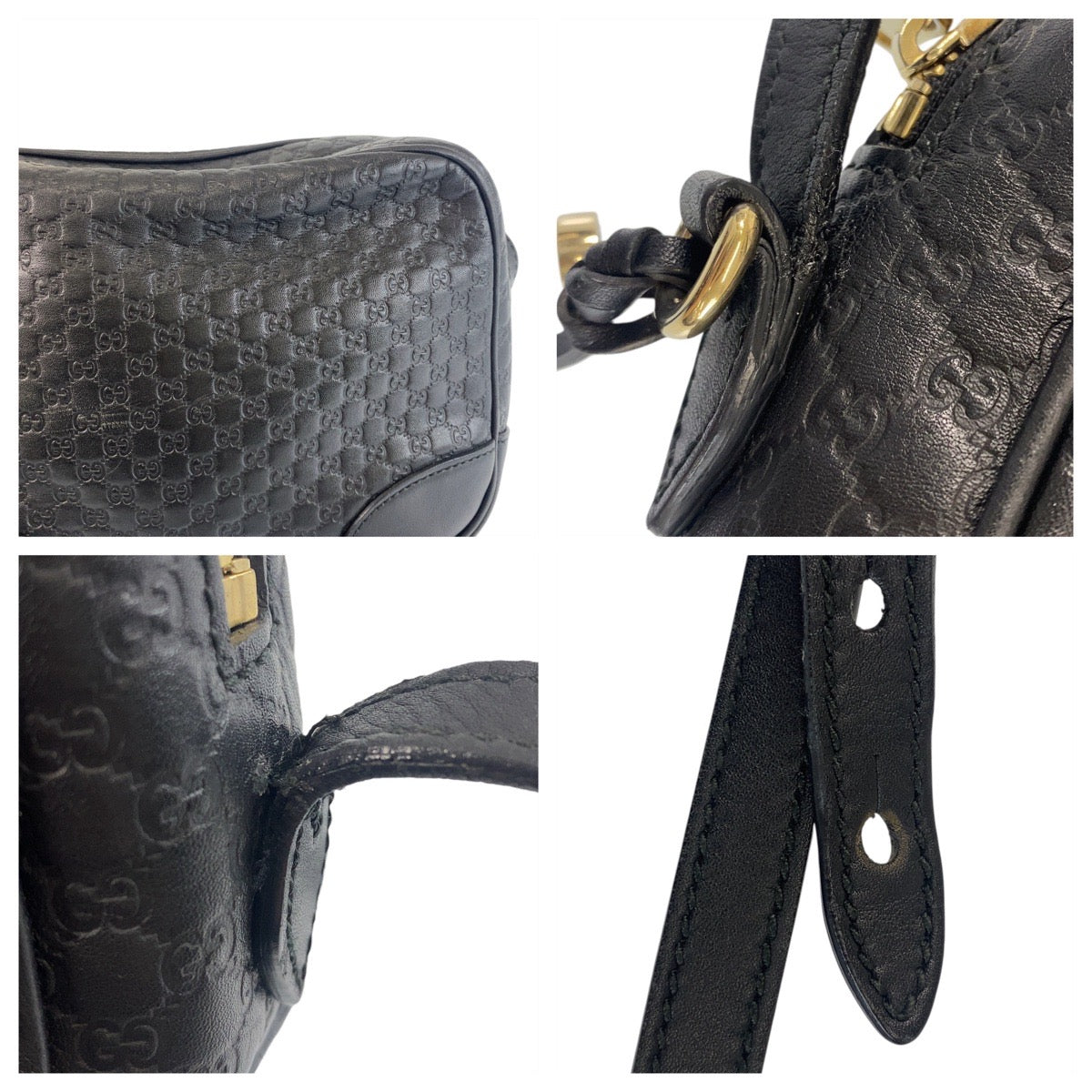 19733
GUCCI Micro Guccissima Interlocking Black Gold Hardware Leather 449418 Shoulder Bag Pochette Ladies ABP59