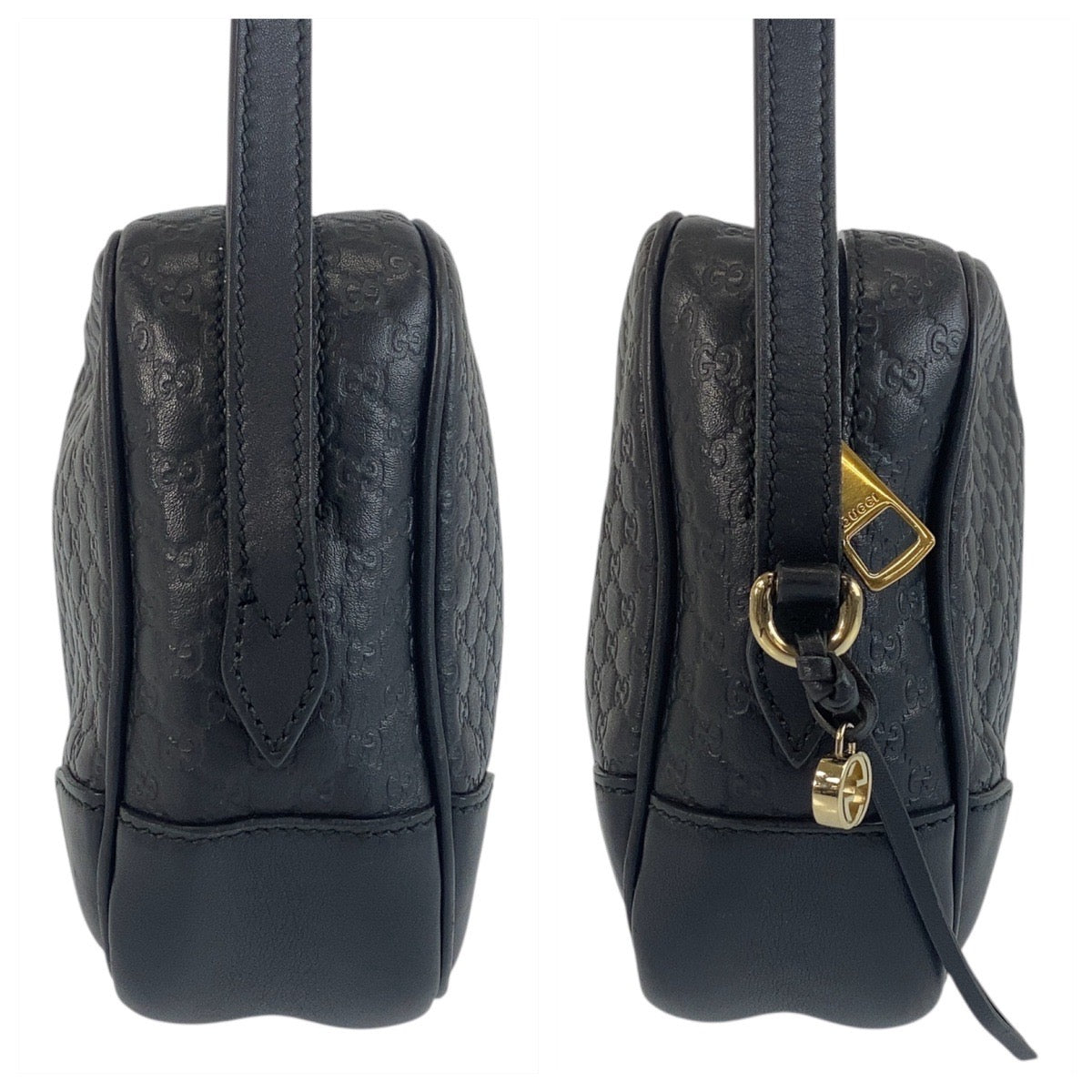 19733
GUCCI Micro Guccissima Interlocking Black Gold Hardware Leather 449418 Shoulder Bag Pochette Ladies ABP59