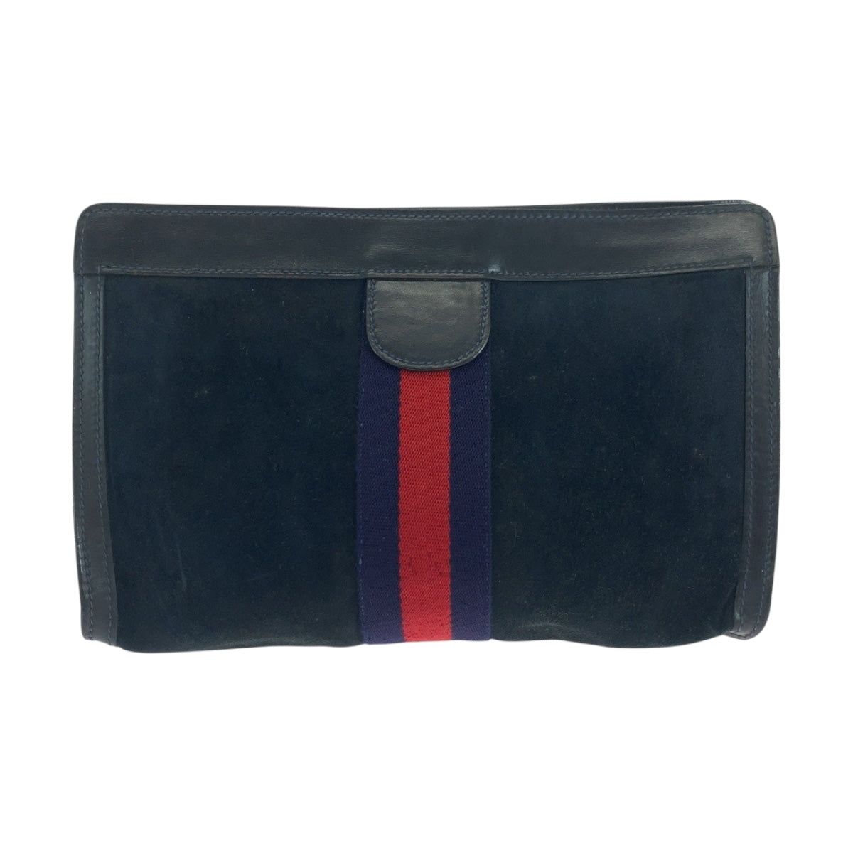 19738
GUCCI グッチ ヴィンテージ オールドグッチ シェリーライン ネイビー レッド ブルー スウェード クラッチバッグ セカンドバッグ メンズ AB17