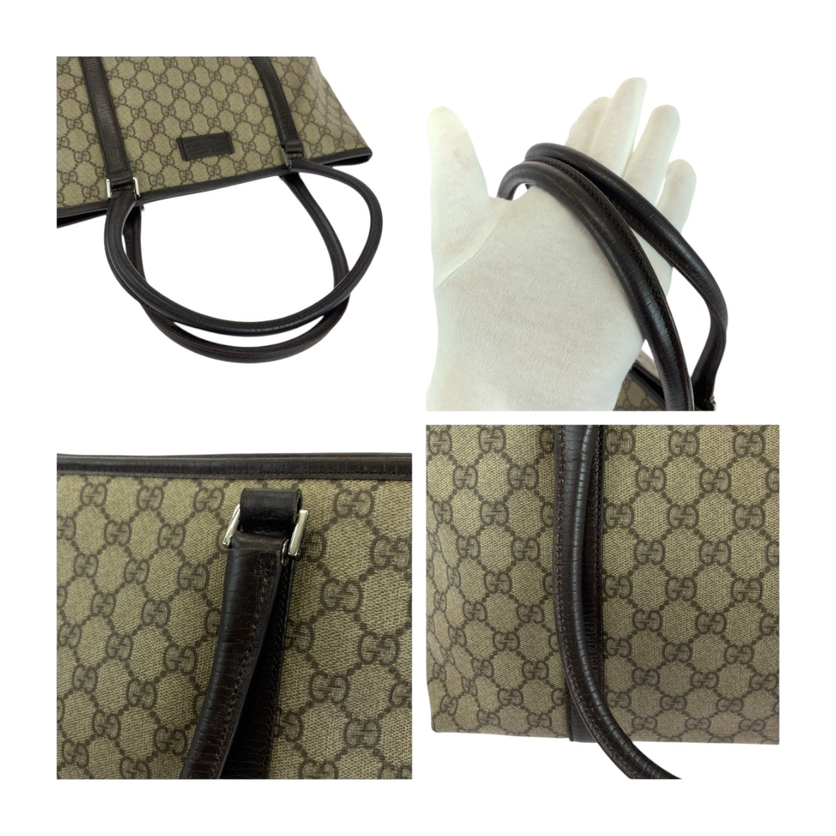 19741
GUCCI グッチ ベージュ ブラウン シルバー金具 GGスプリームキャンバス 114595 トートバッグ ショルダーバッグ レディース AB29