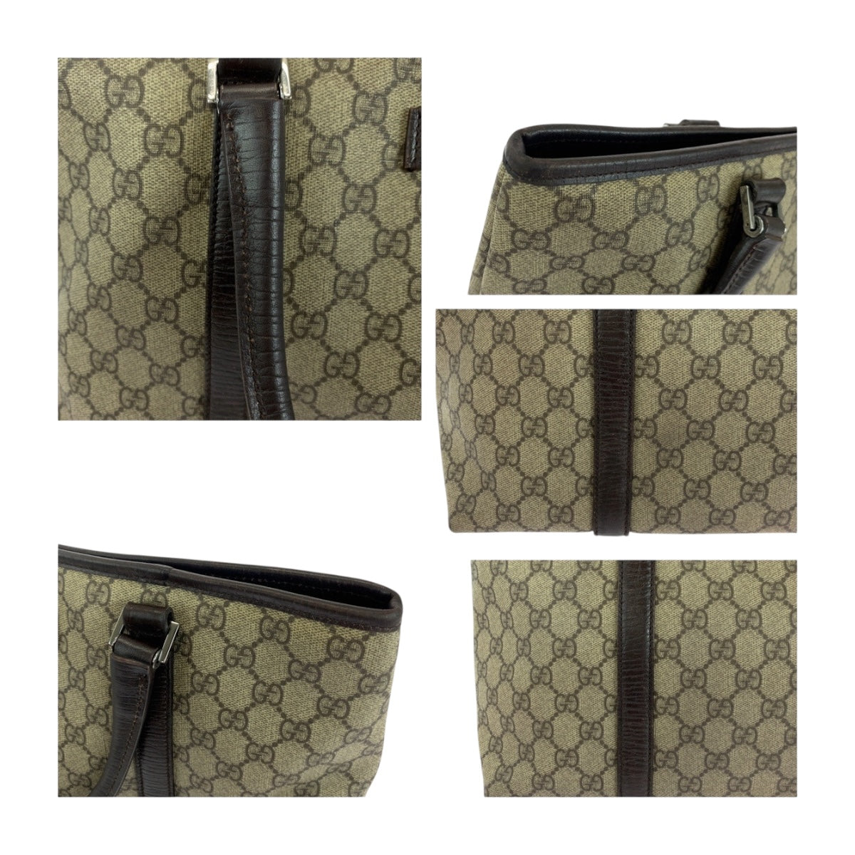 19741
GUCCI グッチ ベージュ ブラウン シルバー金具 GGスプリームキャンバス 114595 トートバッグ ショルダーバッグ レディース AB29