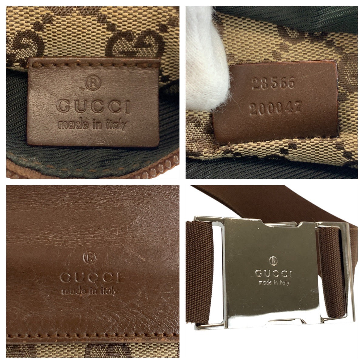 19742
GUCCI グッチ ベージュ ブラウン GGキャンバス / レザー 28566 ボディバッグ ウエストポーチ 男女兼用  レディース AB34
