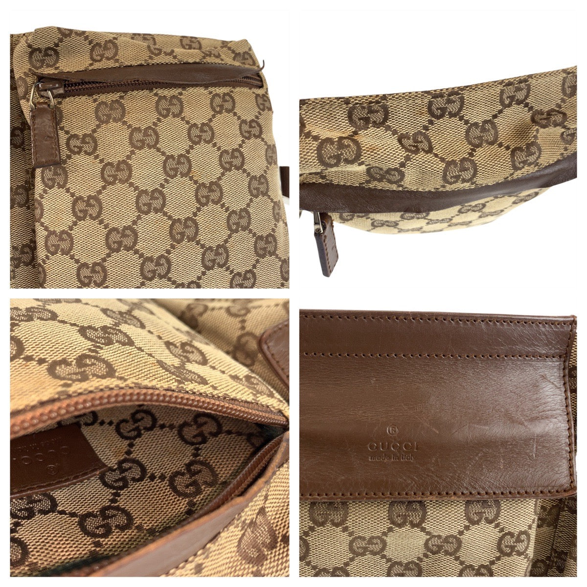 19742
GUCCI グッチ ベージュ ブラウン GGキャンバス / レザー 28566 ボディバッグ ウエストポーチ 男女兼用  レディース AB34