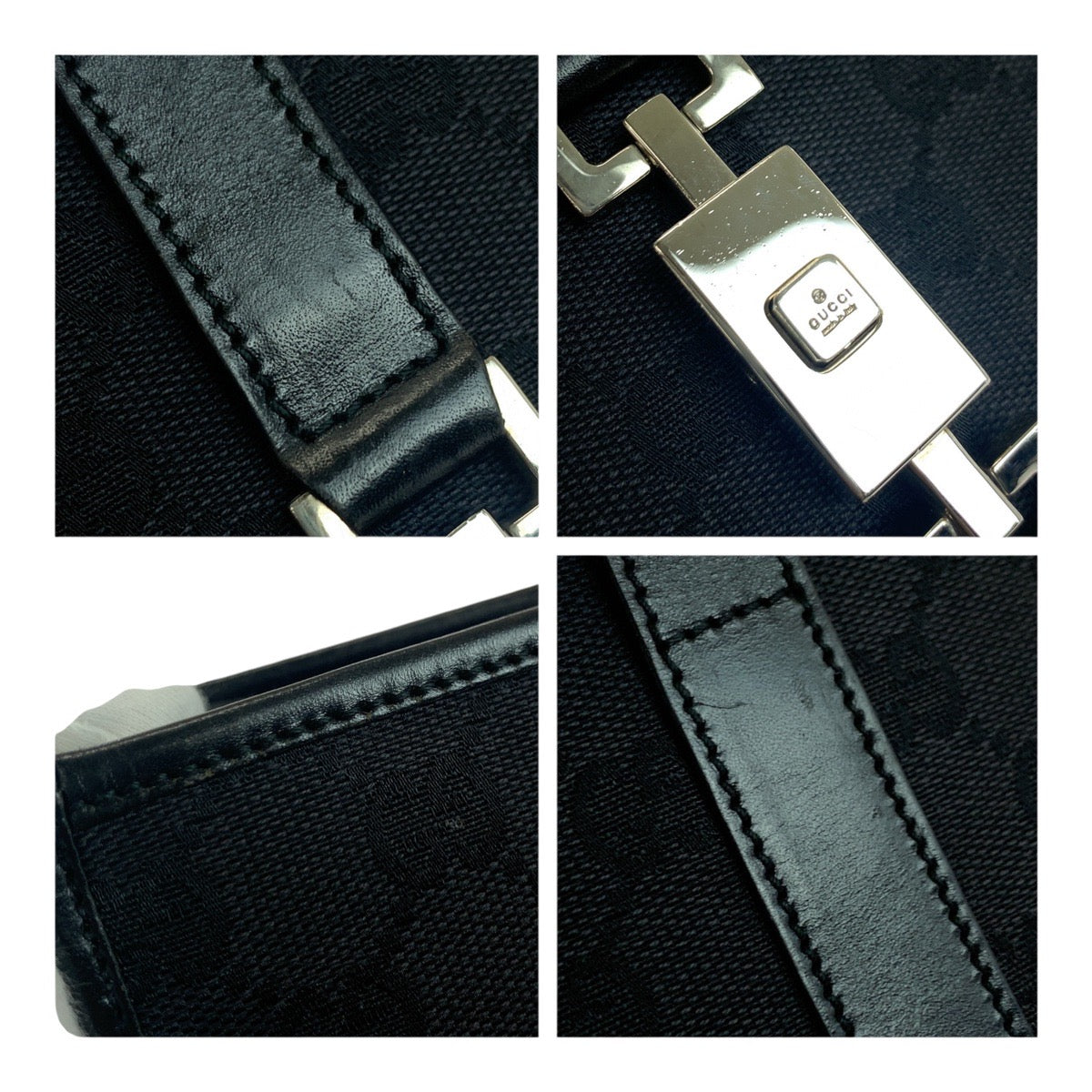 19744
GUCCI グッチ ジャッキー ブラック 黒 シルバー金具 GGキャンバス 002 1074 トートバッグ ショルダーバッグ レディース AB36