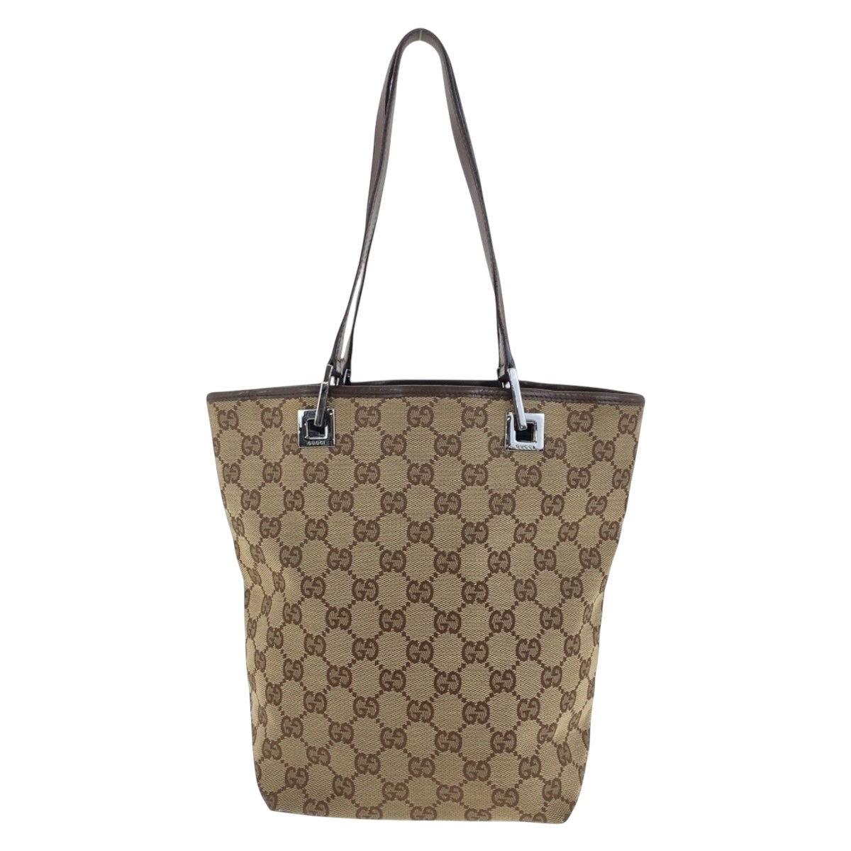 19746
GUCCI グッチ ベージュ ブラウン シルバー金具 GGキャンバス 31244 トートバッグ ショルダーバッグ レディース AB25