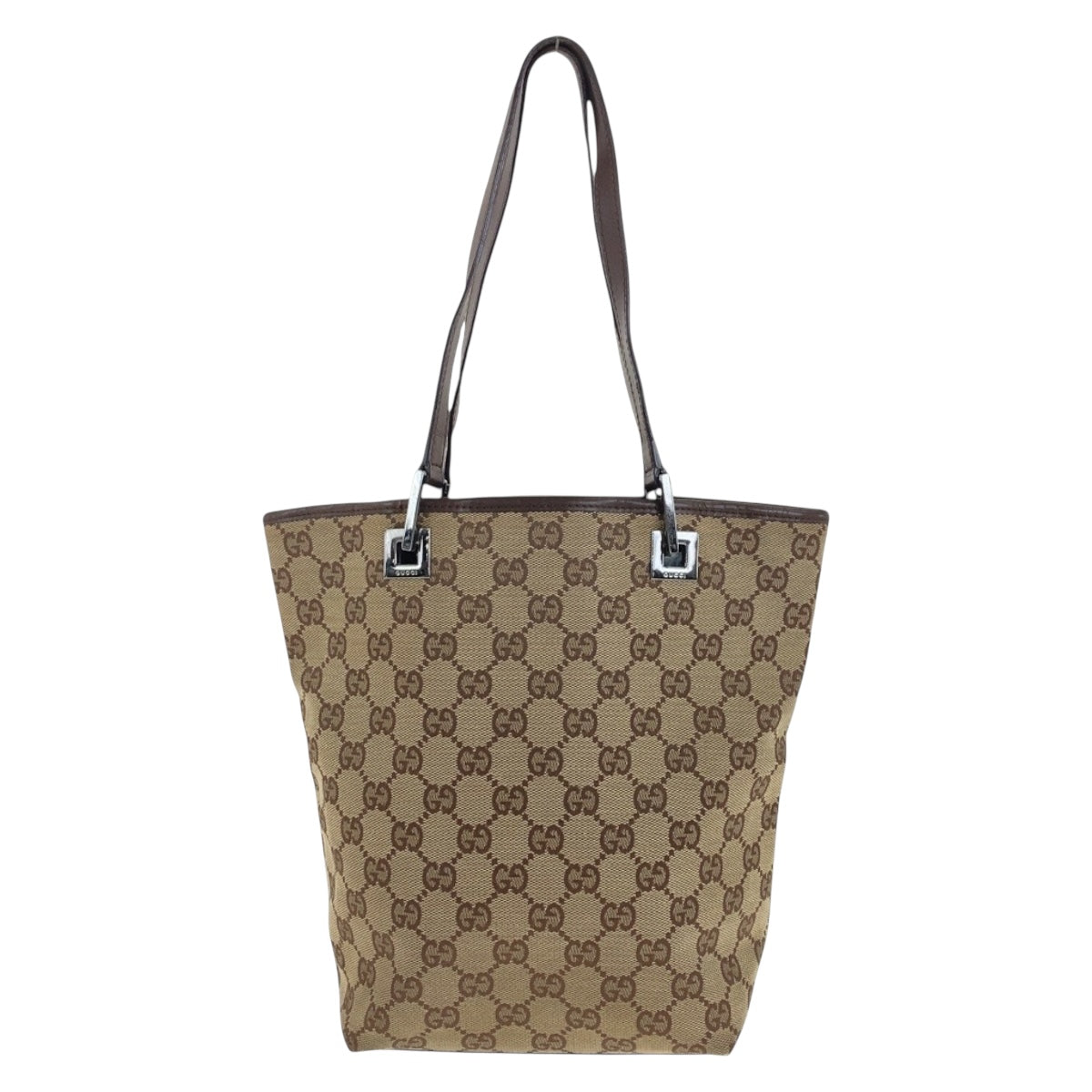 19746
GUCCI グッチ ベージュ ブラウン シルバー金具 GGキャンバス 31244 トートバッグ ショルダーバッグ レディース AB25