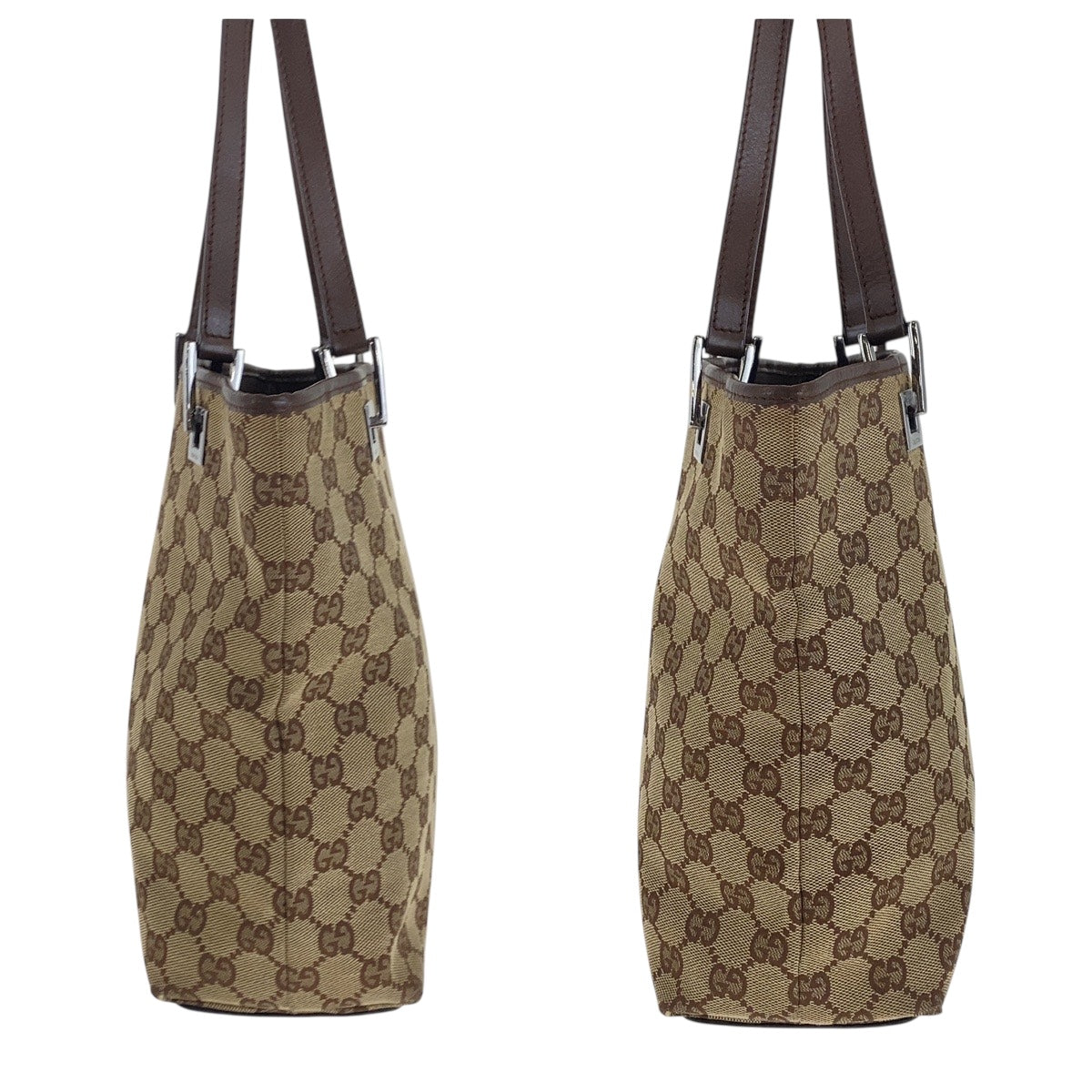 19746
GUCCI グッチ ベージュ ブラウン シルバー金具 GGキャンバス 31244 トートバッグ ショルダーバッグ レディース AB25