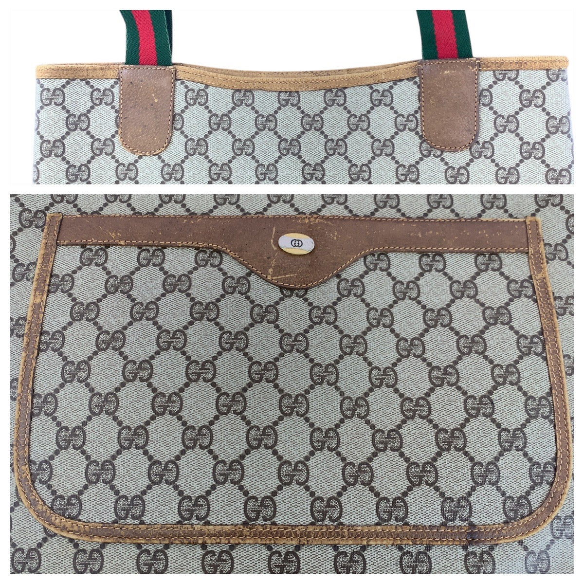 19748
GUCCI グッチ ヴィンテージ シェリーライン ベージュ GGスプリームキャンバス / レザー 39.02.003 トートバッグ ショルダーバッグ  レディース AB18