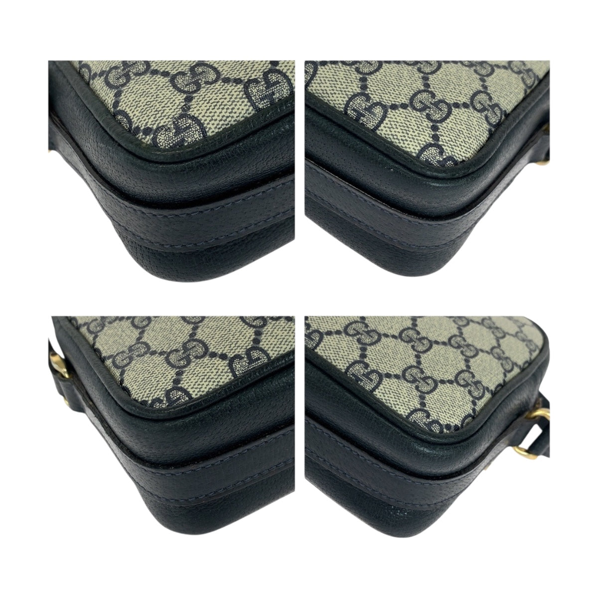 19749
GUCCI Vintage Gray Navy Gold Hardware GG Supreme Canvas 001 067 1282 0 Shoulder Bag Pochette Women's ABP36