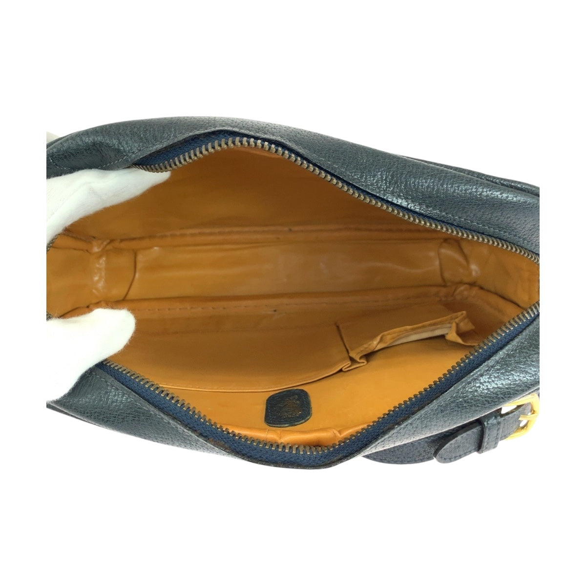19749
GUCCI Vintage Gray Navy Gold Hardware GG Supreme Canvas 001 067 1282 0 Shoulder Bag Pochette Women's ABP36