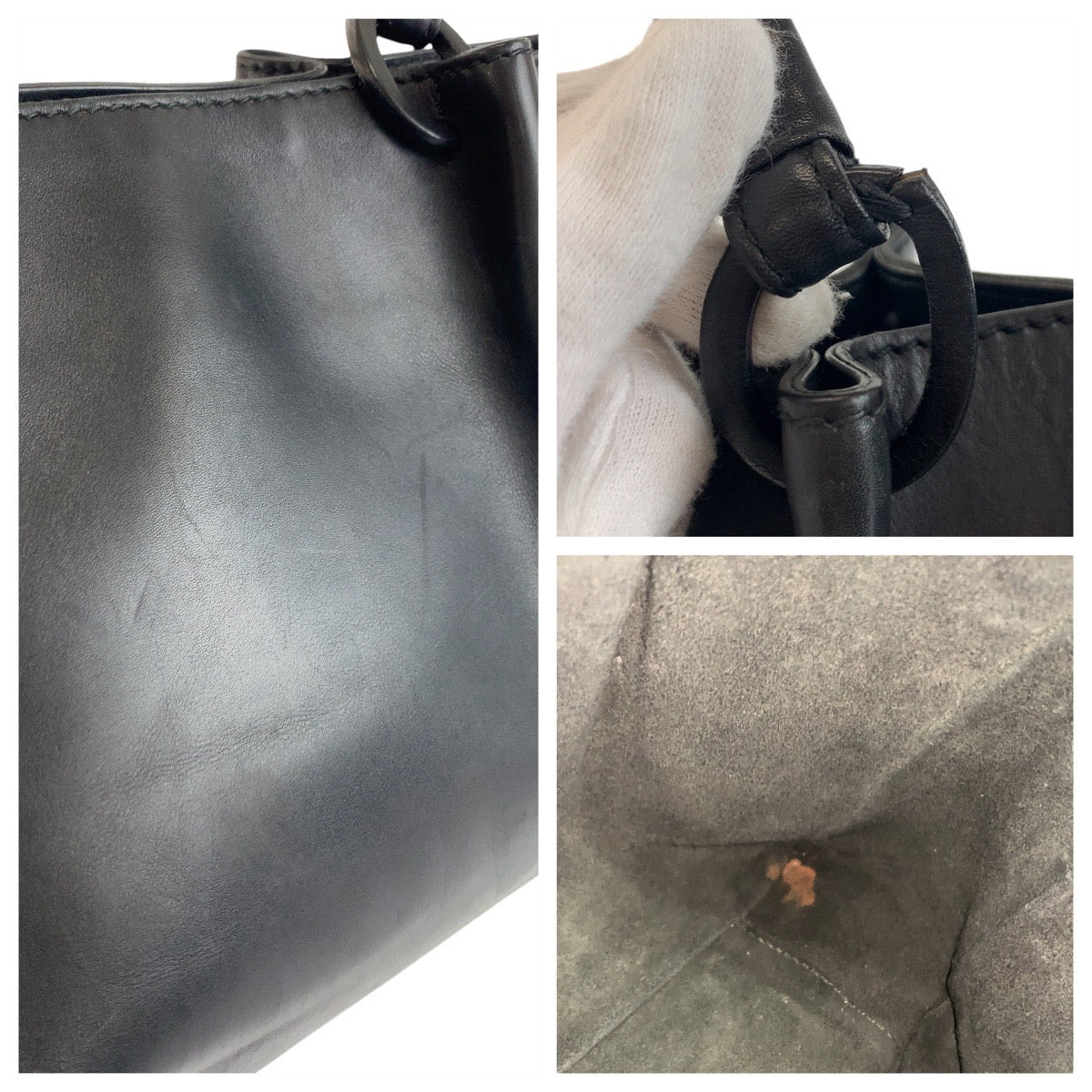 19750
GUCCI グッチ ブラック 黒 レザー 101919 トートバッグ ショルダーバッグ レディース AB27